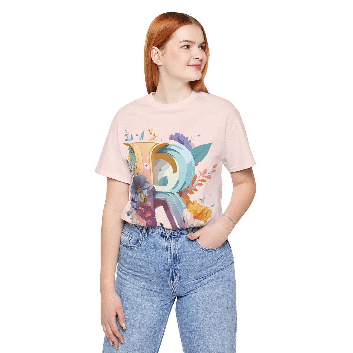 Letter R Graphic Unisex Cotton Bella+Canvas Tee with Art Letter Design