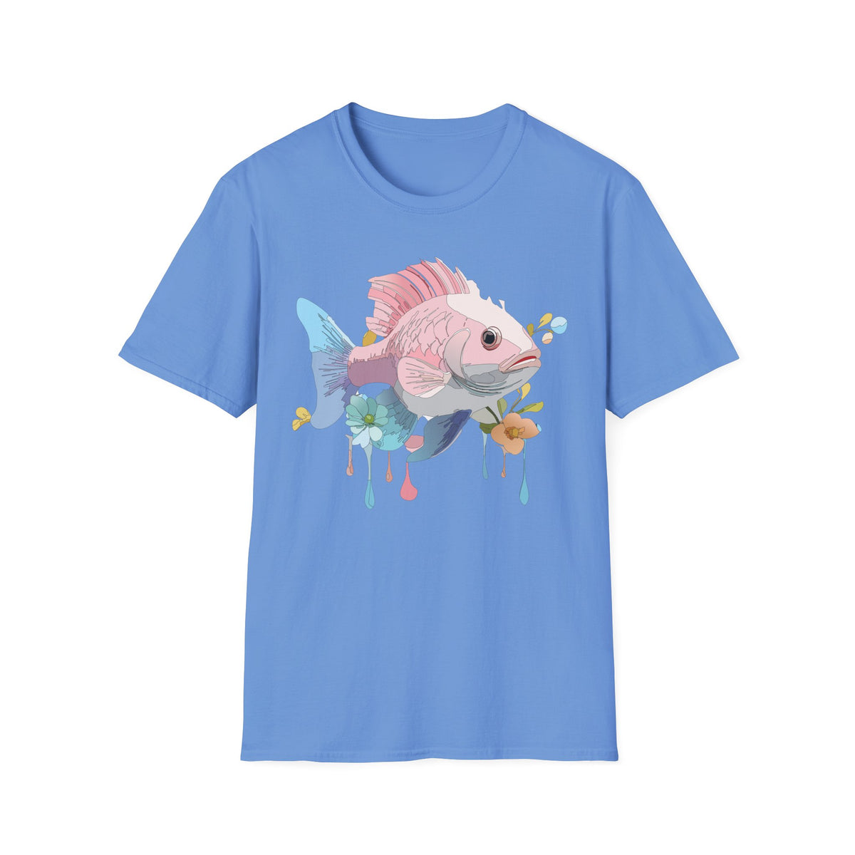 Pastel Fish Illustration T-Shirt | Pink Blue Tropical Fish Art