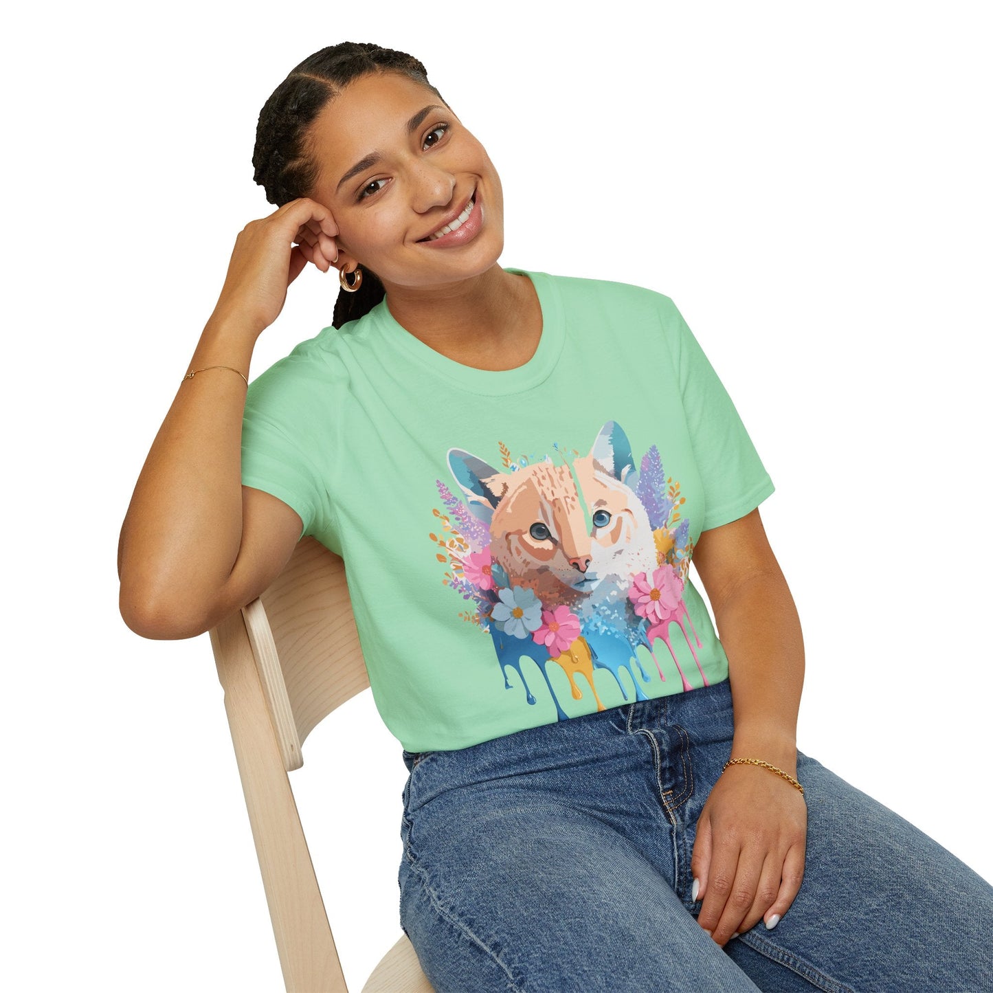Unisex Cat Shirt Softstyle Tee 100 Percent Ring Spun Cotton Gildan 64000