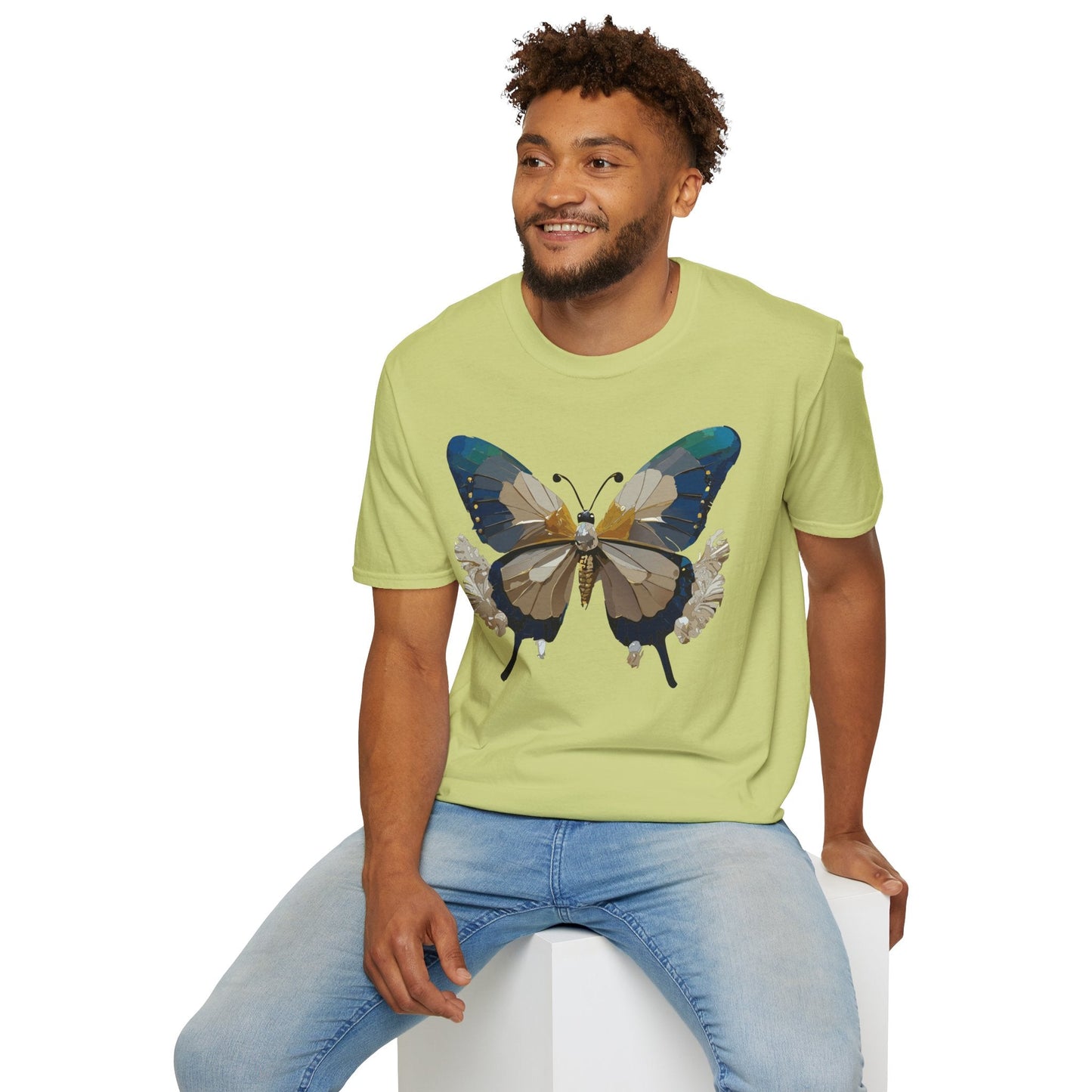 Butterfly Themed Unisex T Shirt With Monarch Design Gildan Softstyle 64000 Premium Ring Spun Cotton