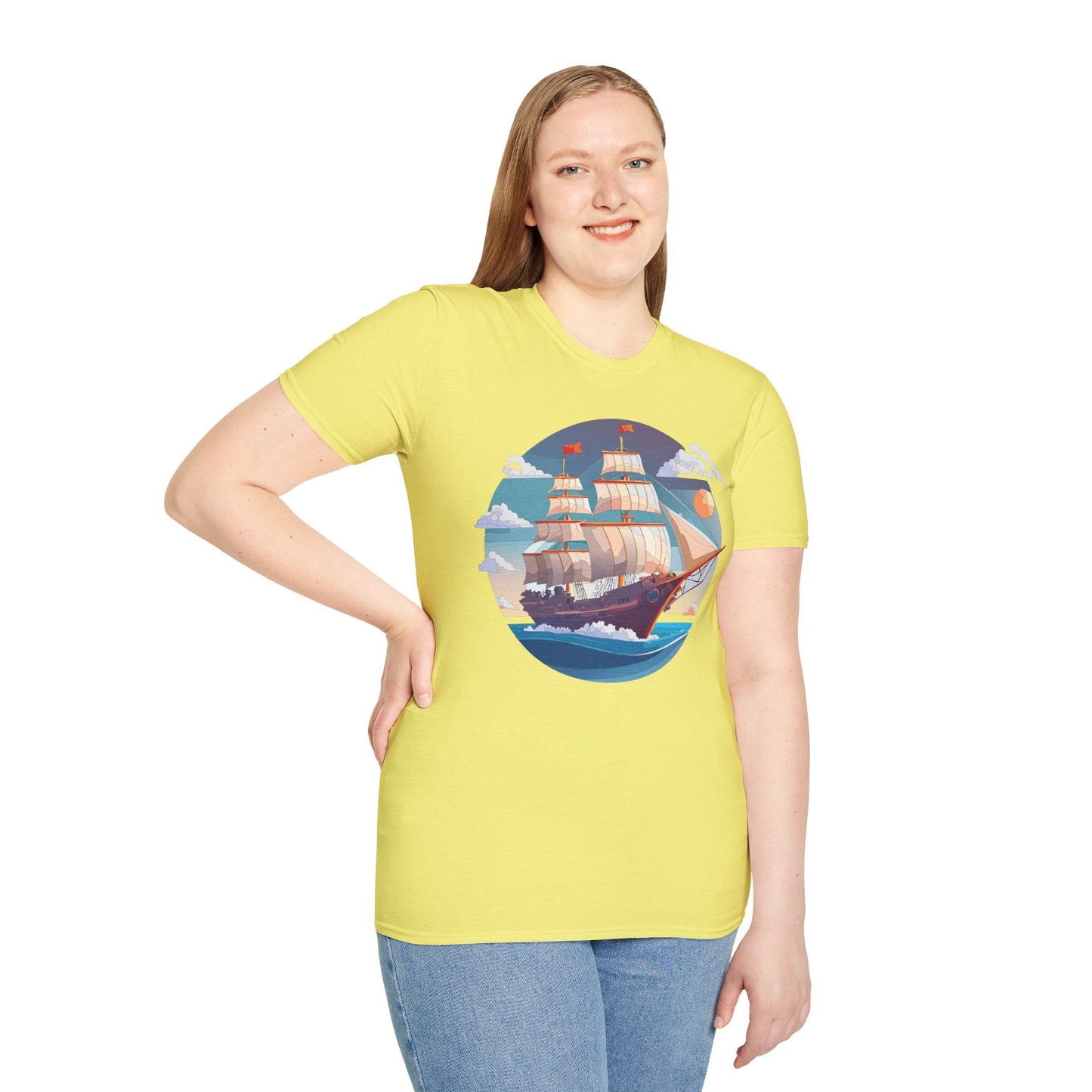 Nautical Ship T Shirts Frigate T Shirts Vessel Tee Shirt Unisex Softstyle T Shirt
