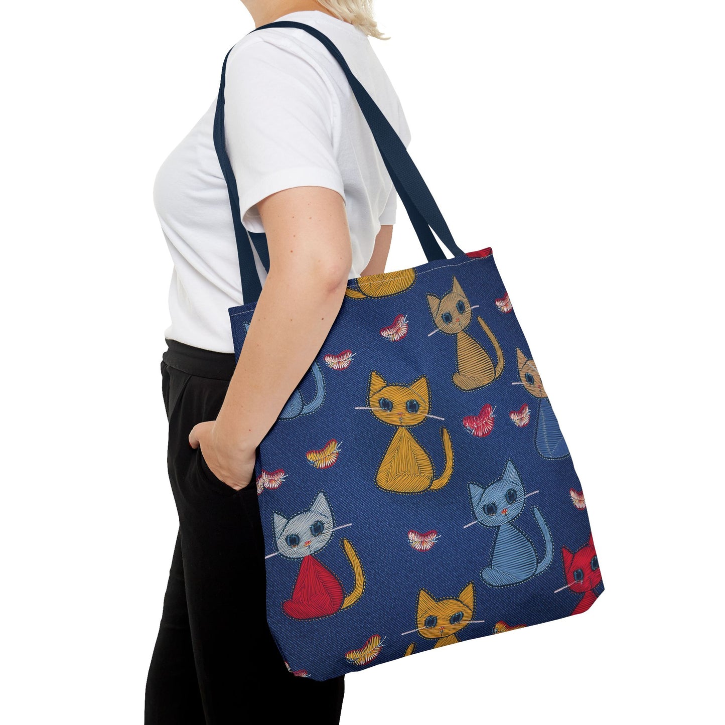 Love Day Graphic Design Denim Fabric Imitation Print Unisex Canvas Bag POLY 3 Sizes Tote Bag 201-16