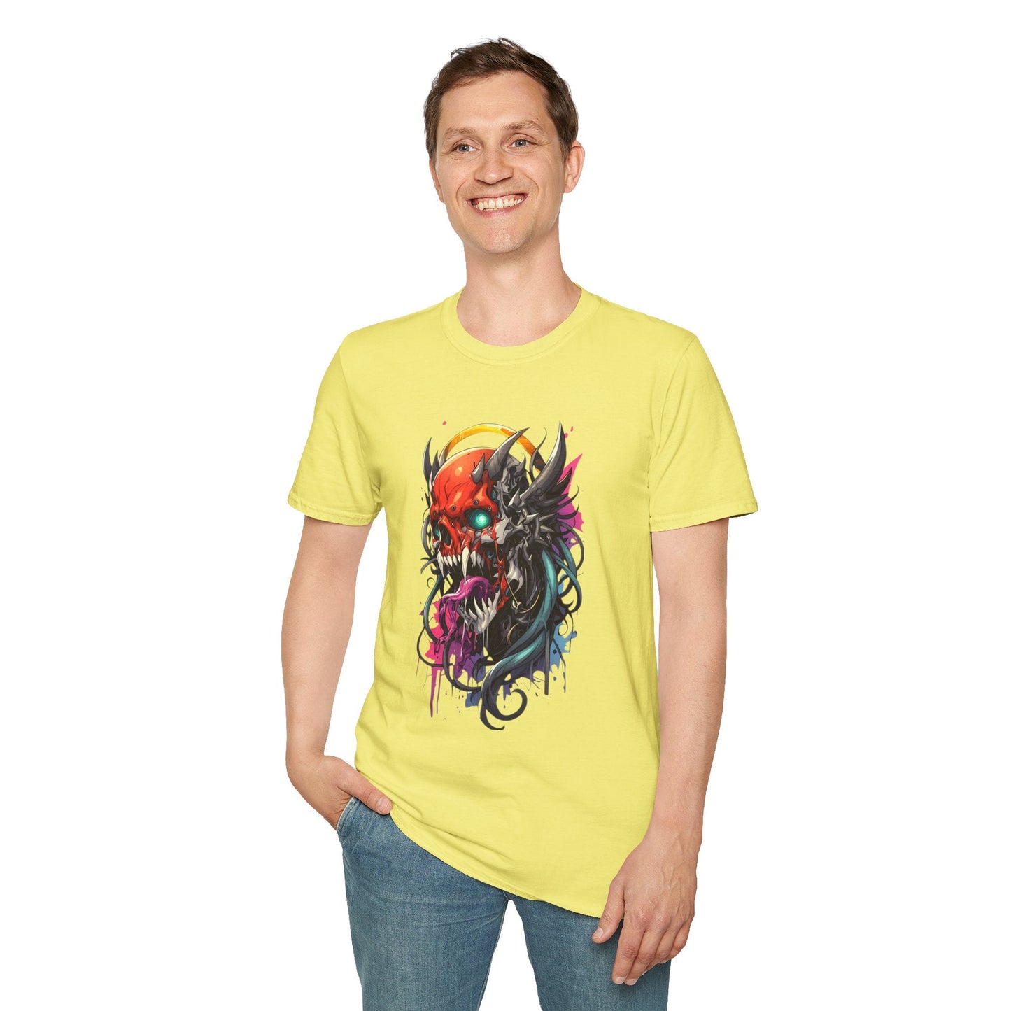 Skull Tee Shirt Unisex Skeleton Art Design Gildan Softstyle 64000 100 Percent Ring Spun Cotton