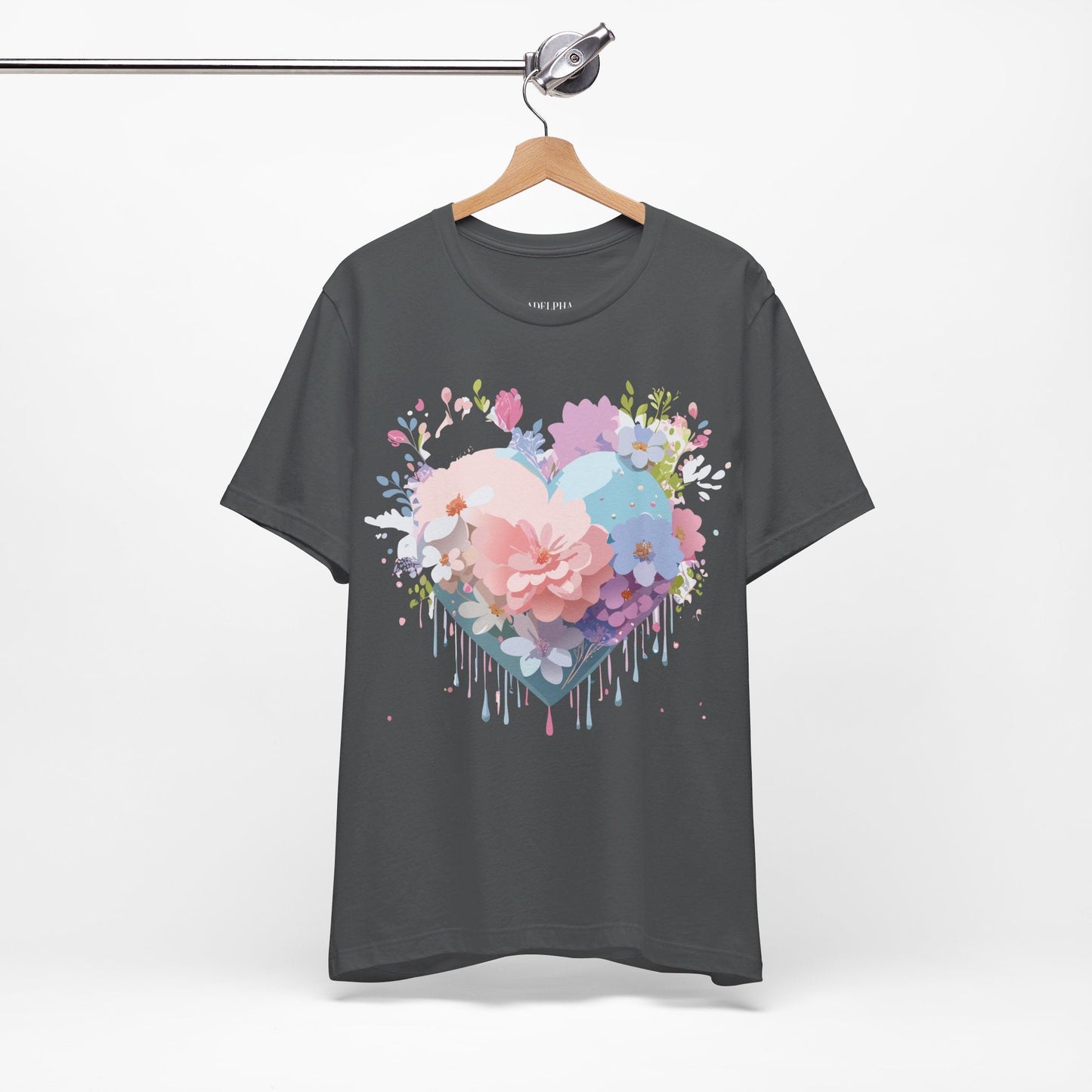 Valentine Day Graphic Unisex 100 Cotton Vintage Artwork with Love and Flower Design Tee 32