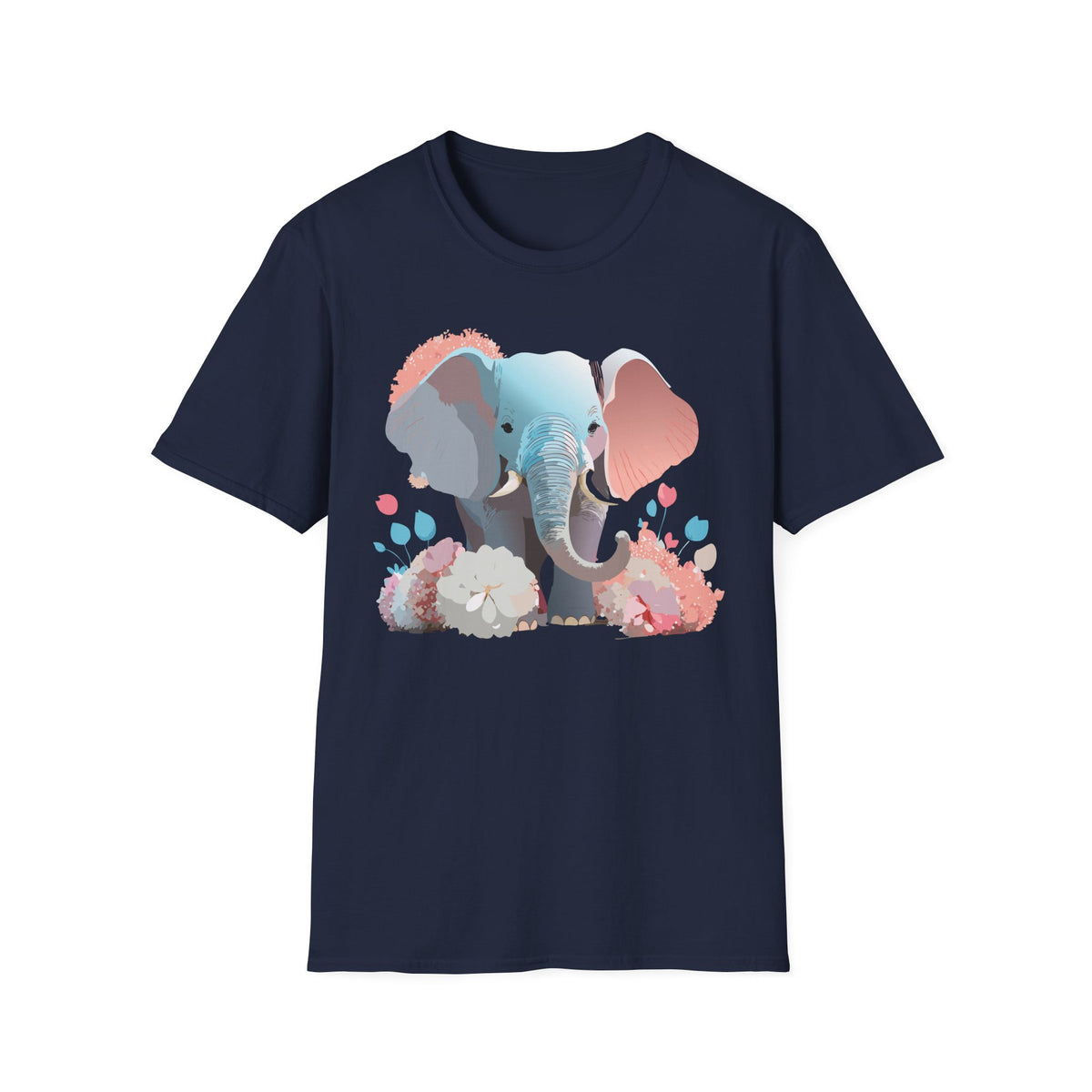 Pastel Elephant Illustration T-Shirt | Cute Watercolor Elephant Tee
