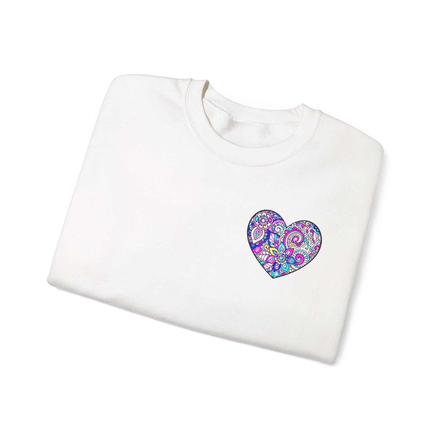 Floral Heart Sweatshirt Valentines Day Unisex Crewneck Gildan 18000 Heavy Blend Cotton Polyester