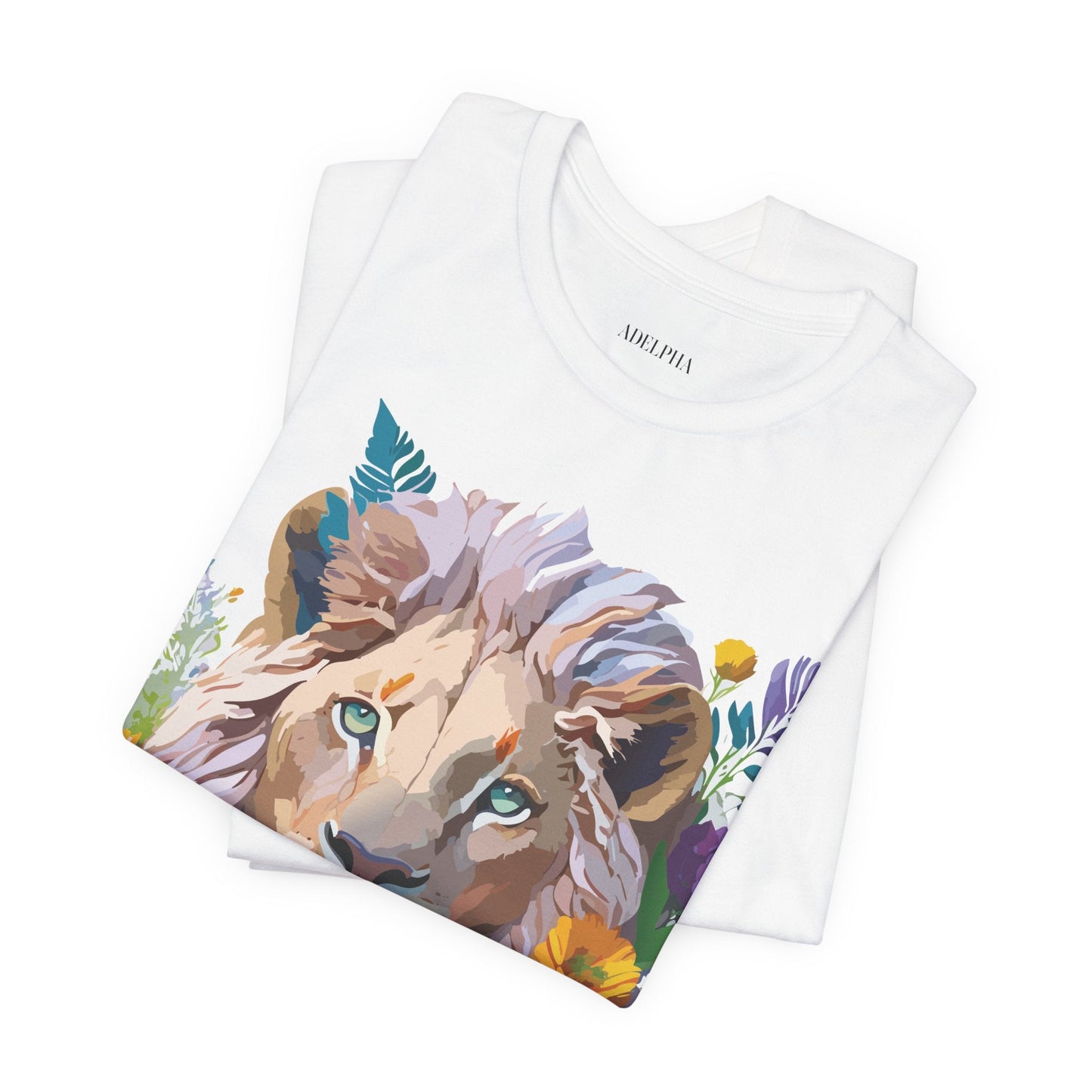 Lion Graphic Tee Unisex Short Sleeve Shirt With Vintage Inspired Artwork By Adelpha