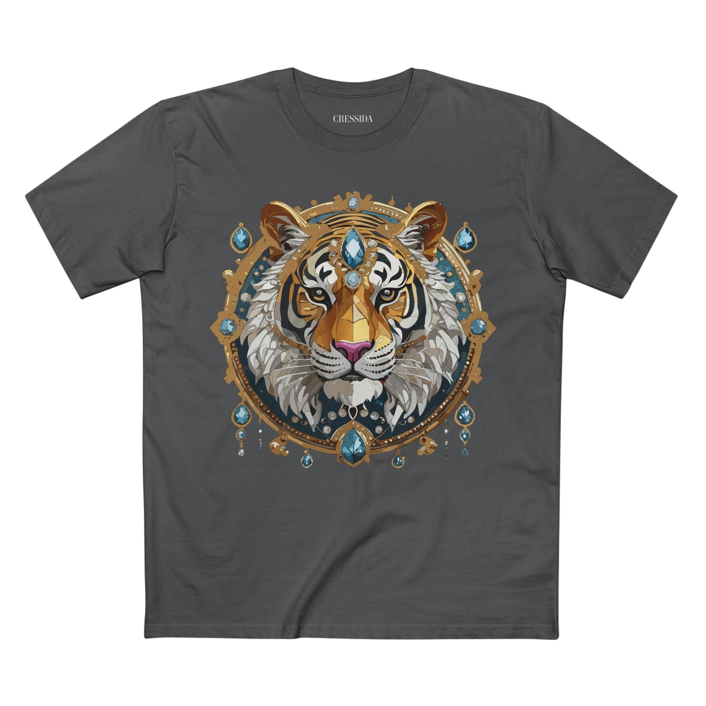 Tiger Graphic Unisex 100 Cotton Tee With Unique Animal Golden Medallion Art Design 51