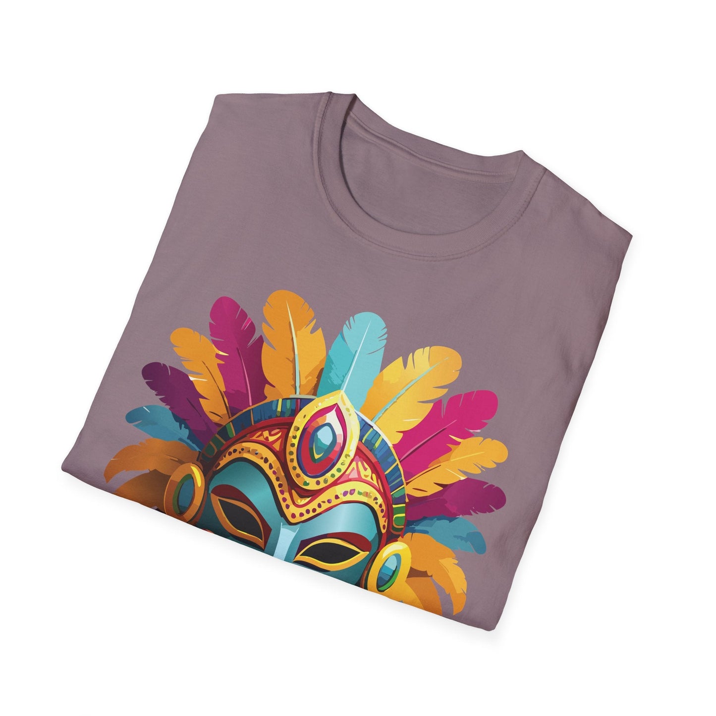 Mask Tee Shirt Unisex Short Sleeve Graphic Tee Masquerade Design 100 Percent Ring Spun Cotton