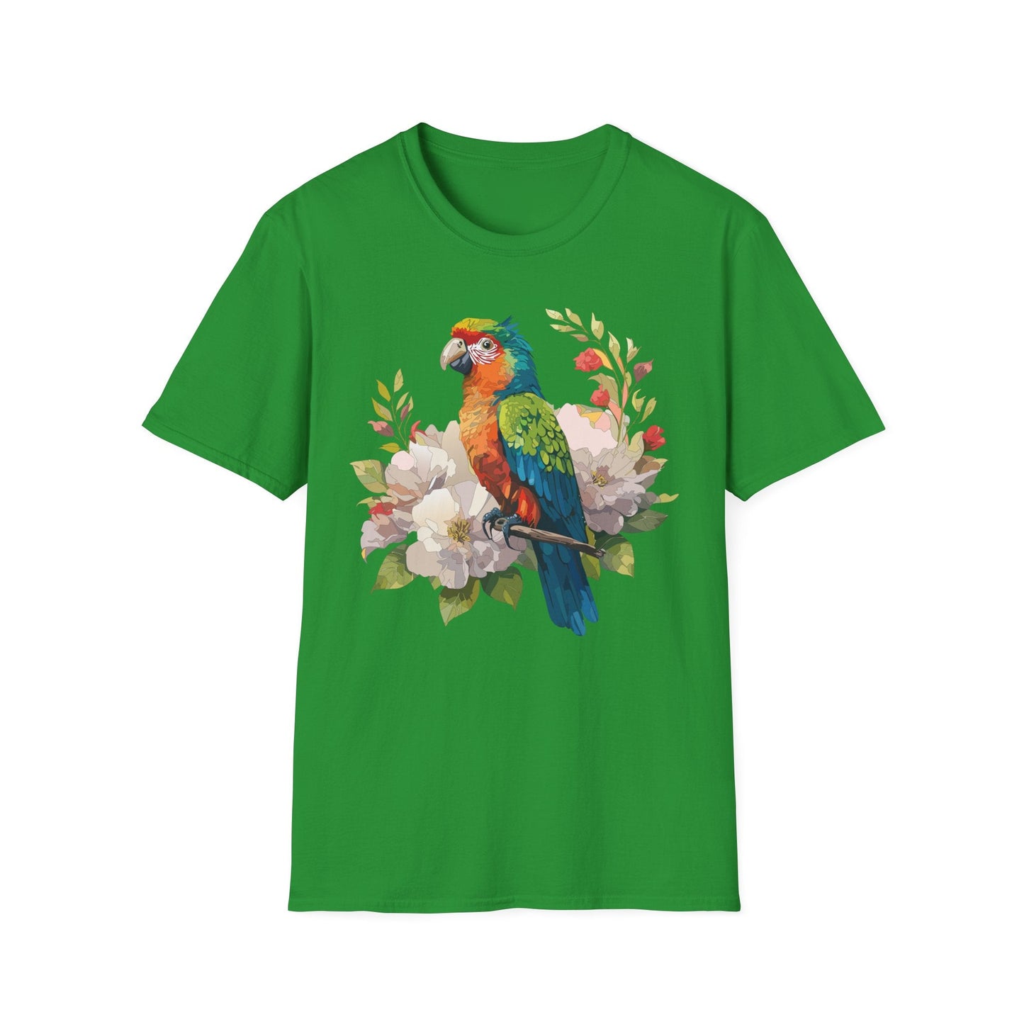 Floral Bird T Shirt Unisex Softstyle Gildan 64000 Graphic Tee With Animal Design