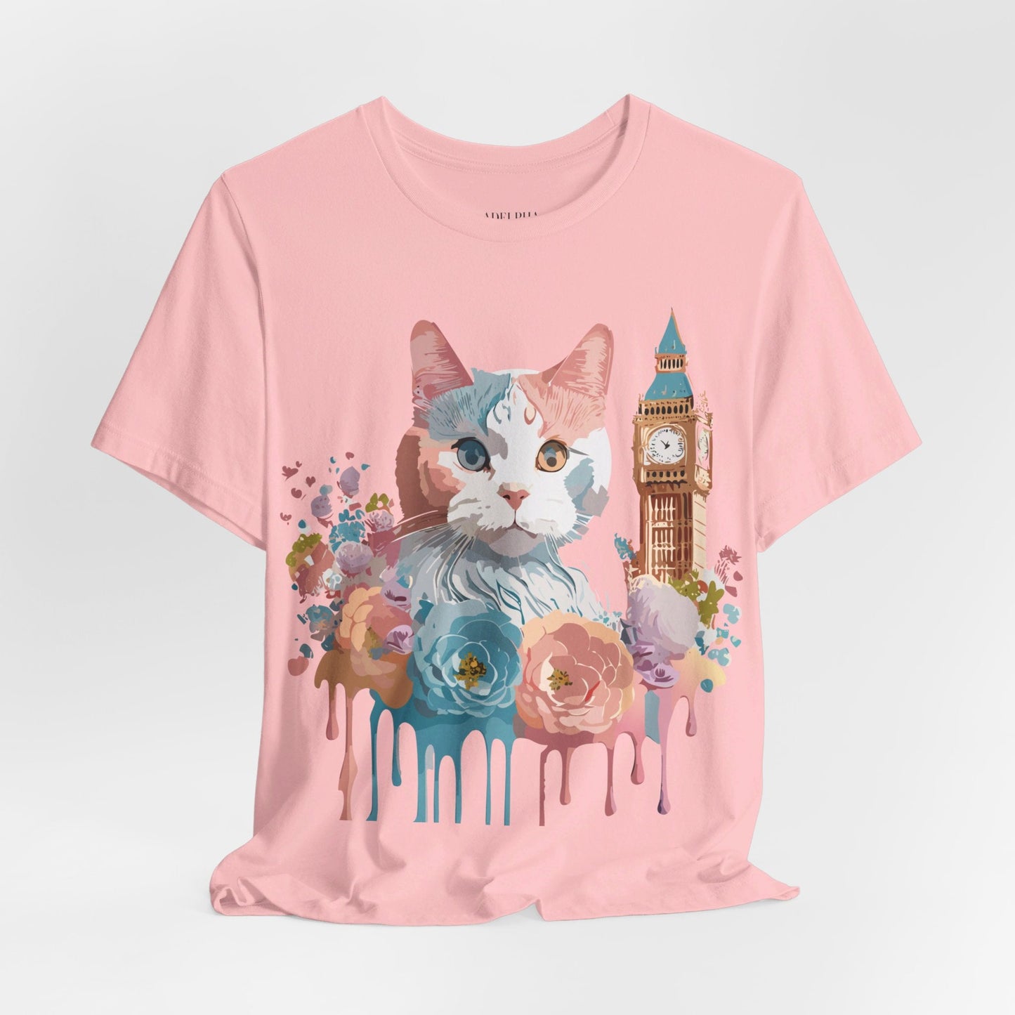 Unisex Cat Graphic Tee With Short Sleeve Vintage Inspired Art Adelpha