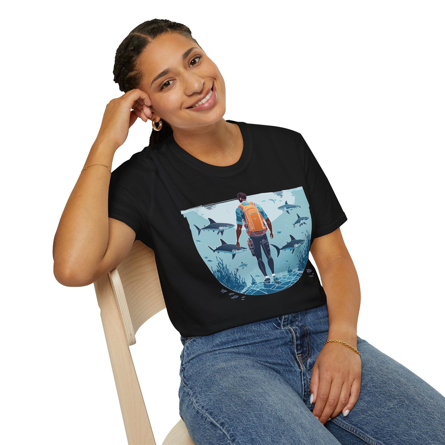 Ocean Tee Shirt Unisex Softstyle T Shirt With Ocean Art Design U Boat Theme Graphic Artwork Edition