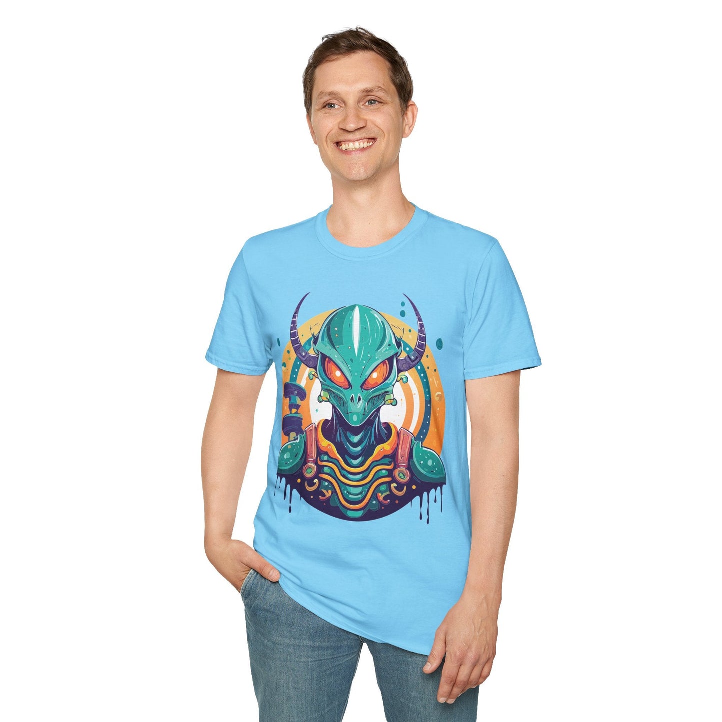 Alien Graphic Unisex Cotton Softstyle UFO Artwork Tee 14