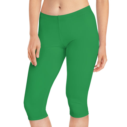 Green Color Capri Leggings, Green Capri Leggings 5