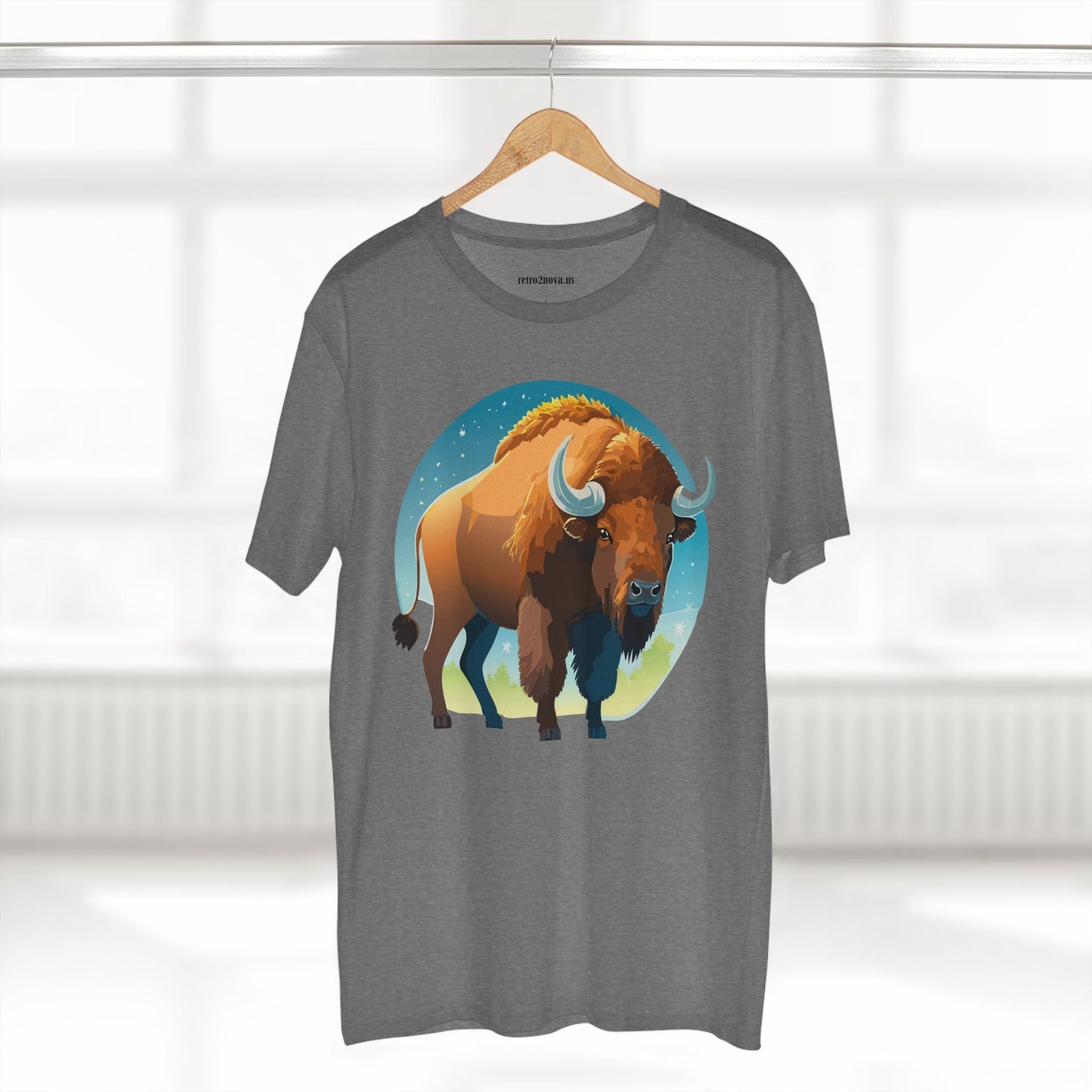 Unisex Premium Cotton Tee With Original Bison Art Design From Retro2Nova Art Collection Soft Breathable Everyday Comfort