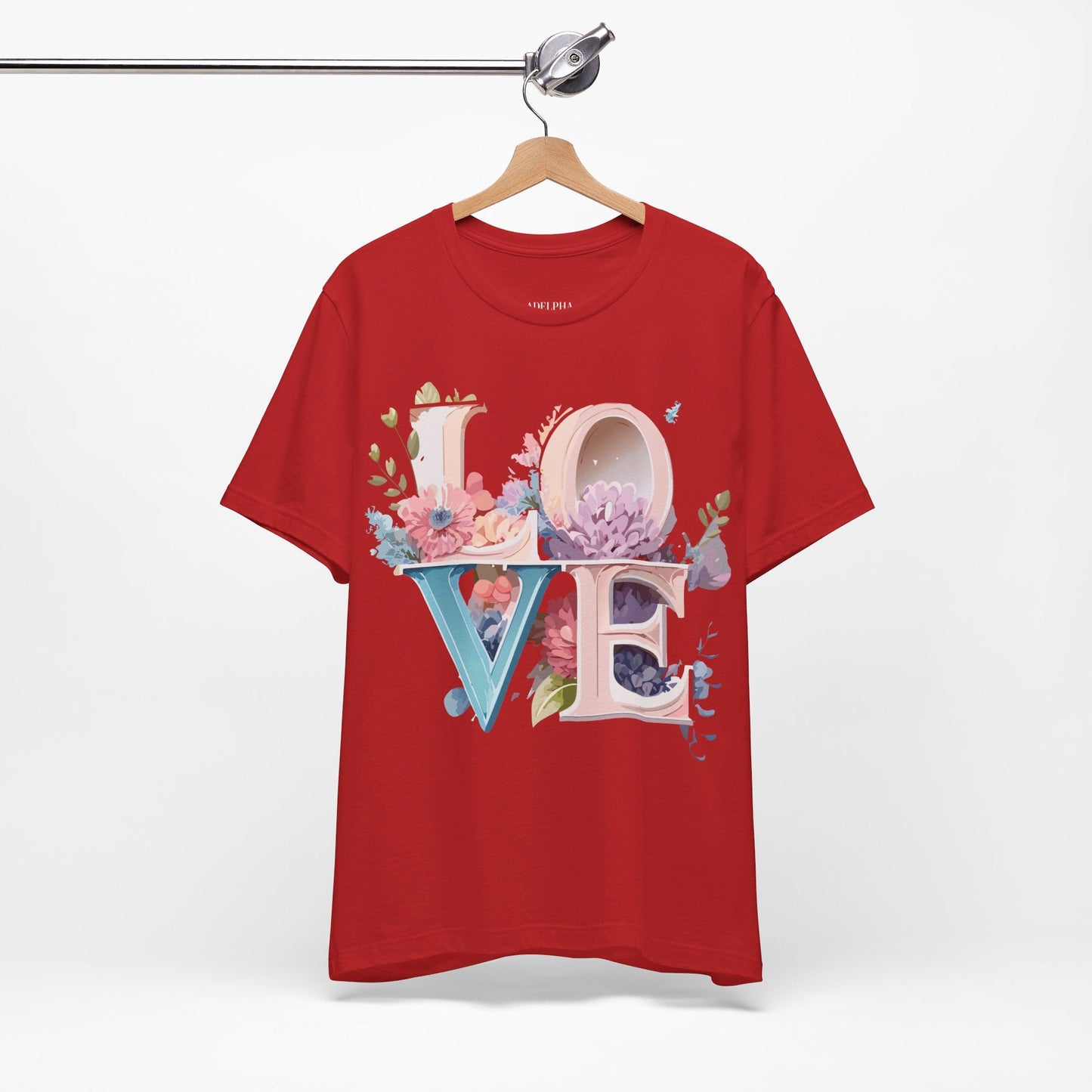 Valentine Day Graphic Unisex 100 Cotton Vintage Artwork with Love and Flower Design Tee 42
