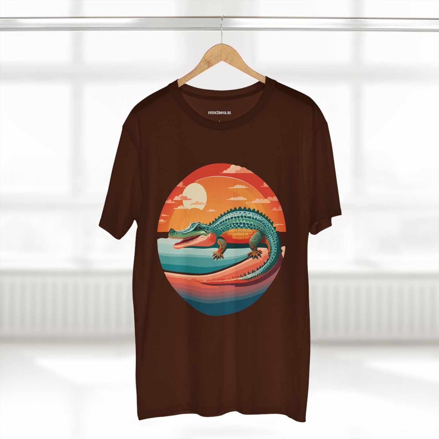 Unisex Crocodile Animal Shirt With Original Art Design Retro2Nova Premium Cotton Staple Tee For Everyday Comfort
