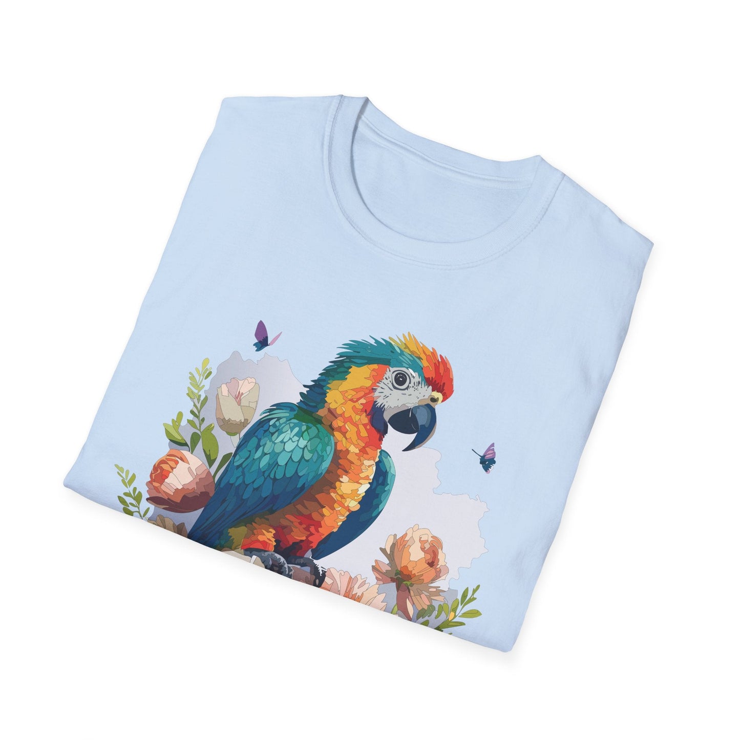 Bird T Shirt Floral Bird Print Unisex Softstyle Cotton Tee Animal Graphic Tee For Everyday Wear