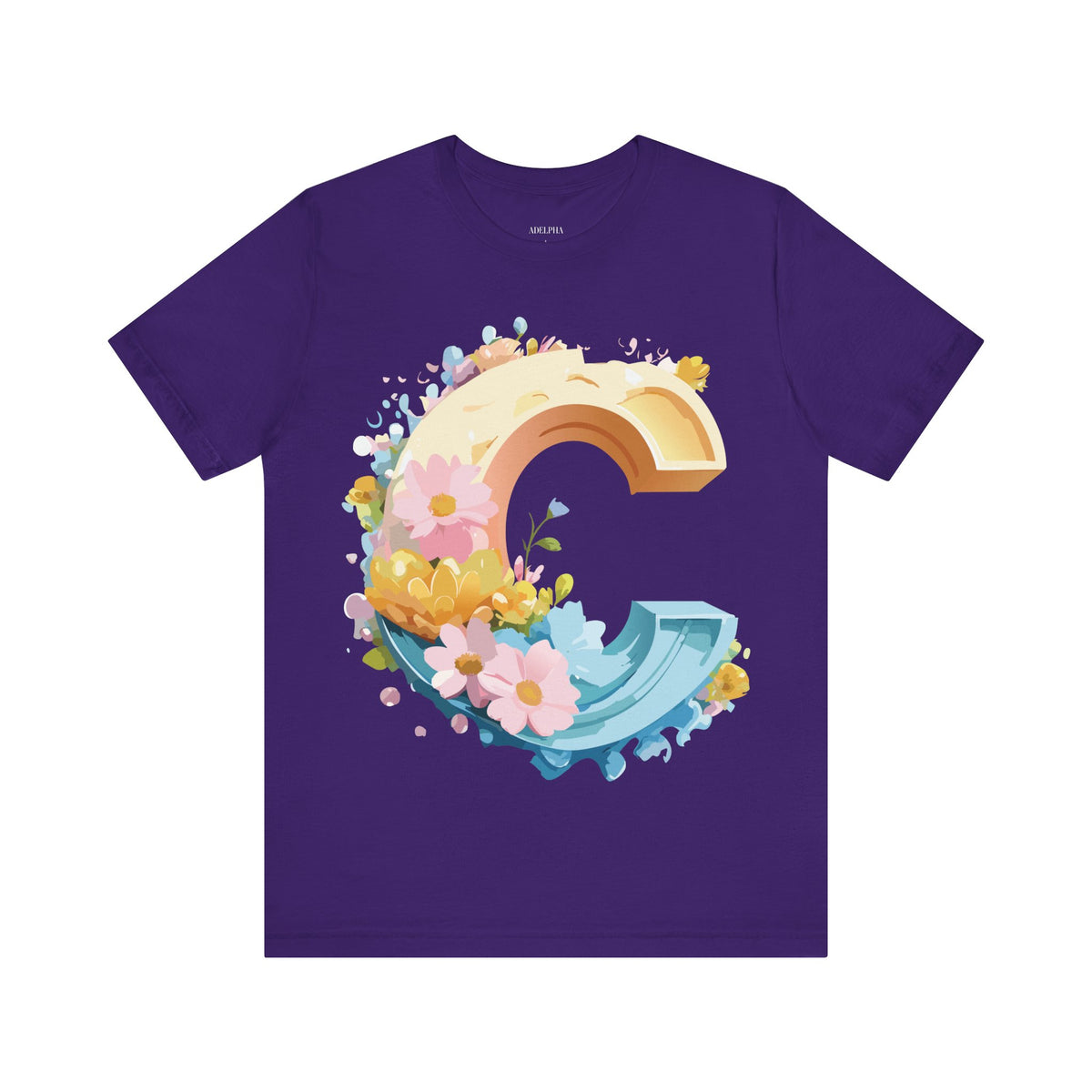 Letter C Graphic Unisex Cotton Bella+Canvas Tee with Art Letter Design