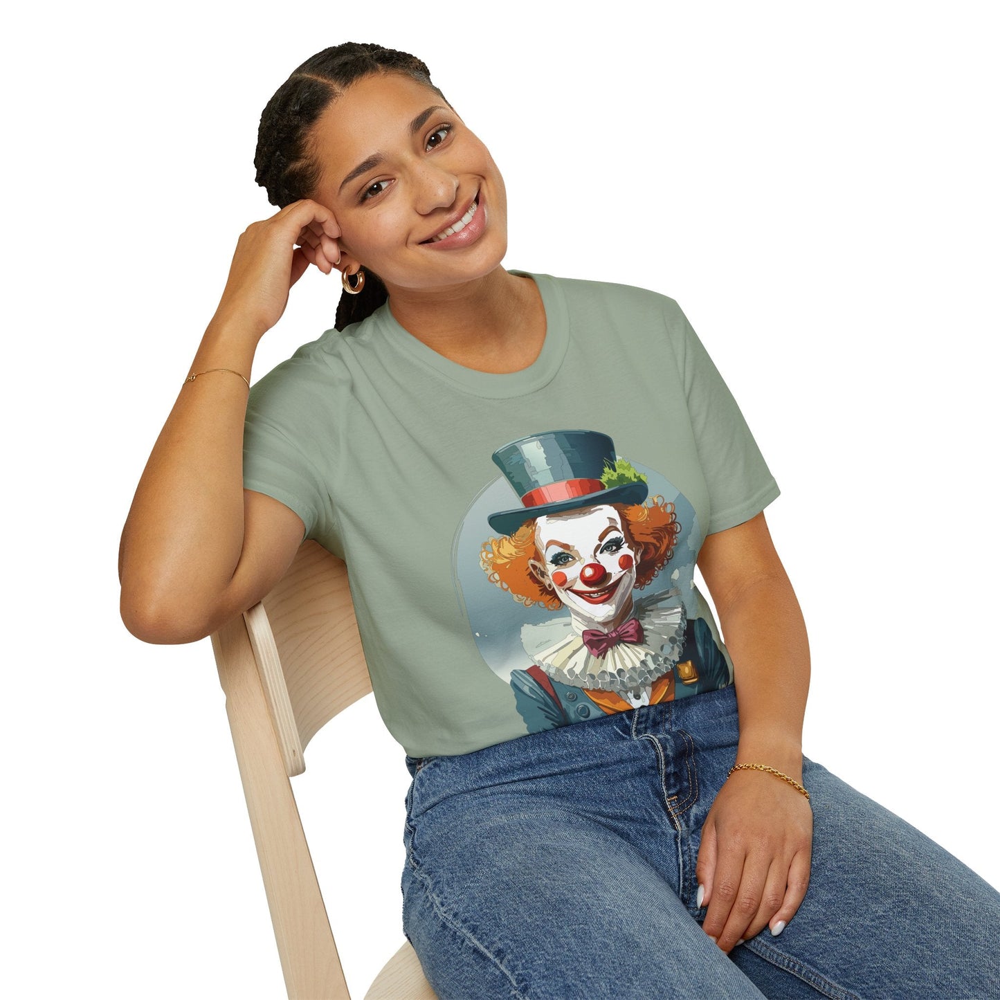 Unisex Clown Shirt Funny Man Circus Design Hundred Percent Ring Spun Cotton Gildan Softstyle Tee