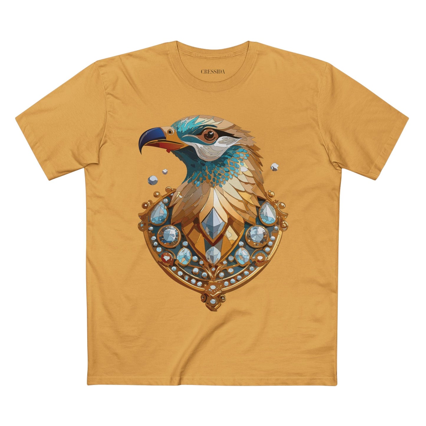 Bird Graphic Unisex 100 Cotton Tee With Unique Animal Golden Medallion Art Design 21