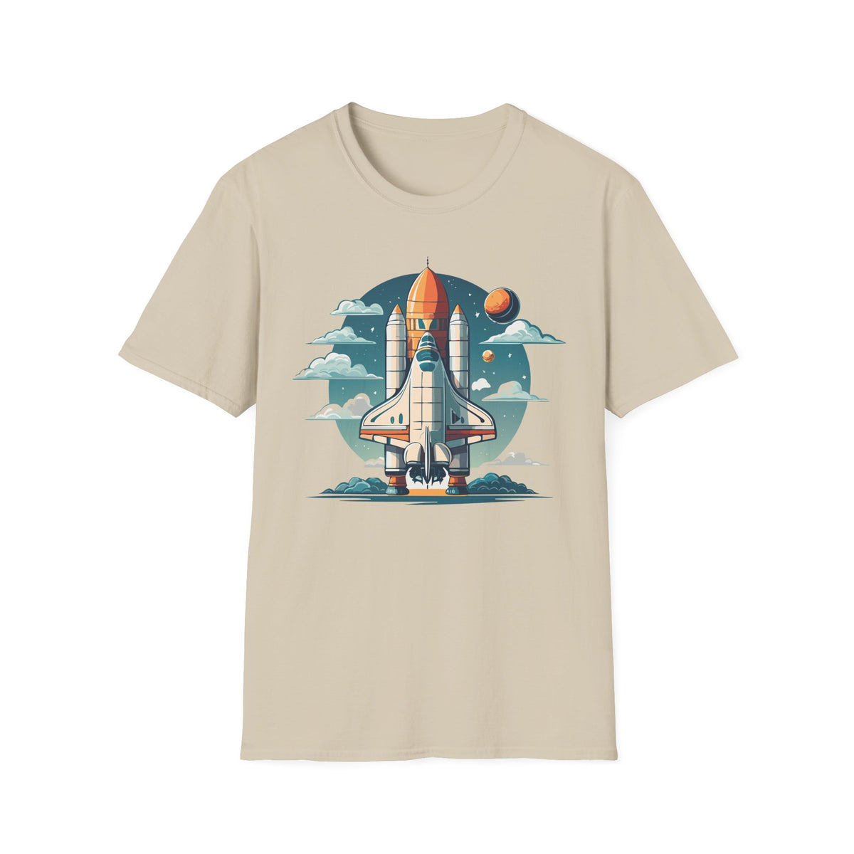 Retro Space Shuttle Illustration T-Shirt | Rocket Launch Graphic Design Unisex 100 Cotton Gildan T-Shirt