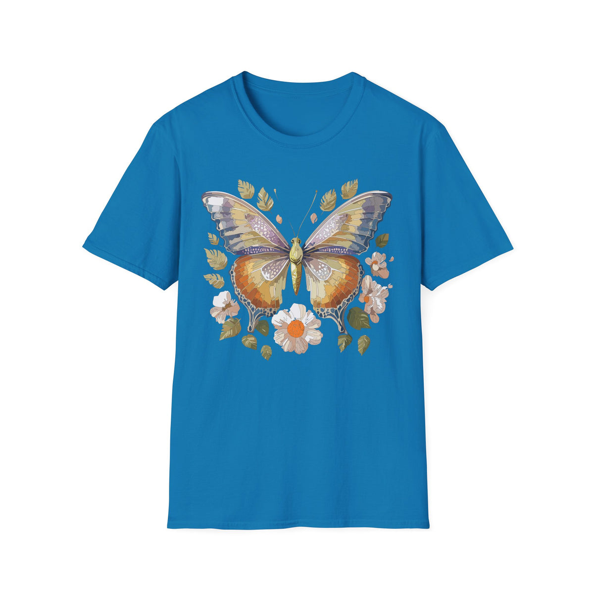 Butterfly Floral Tee — Watercolor Orange & Purple Butterfly Graphic Design Unisex 100 Cotton Gildan T-Shirt