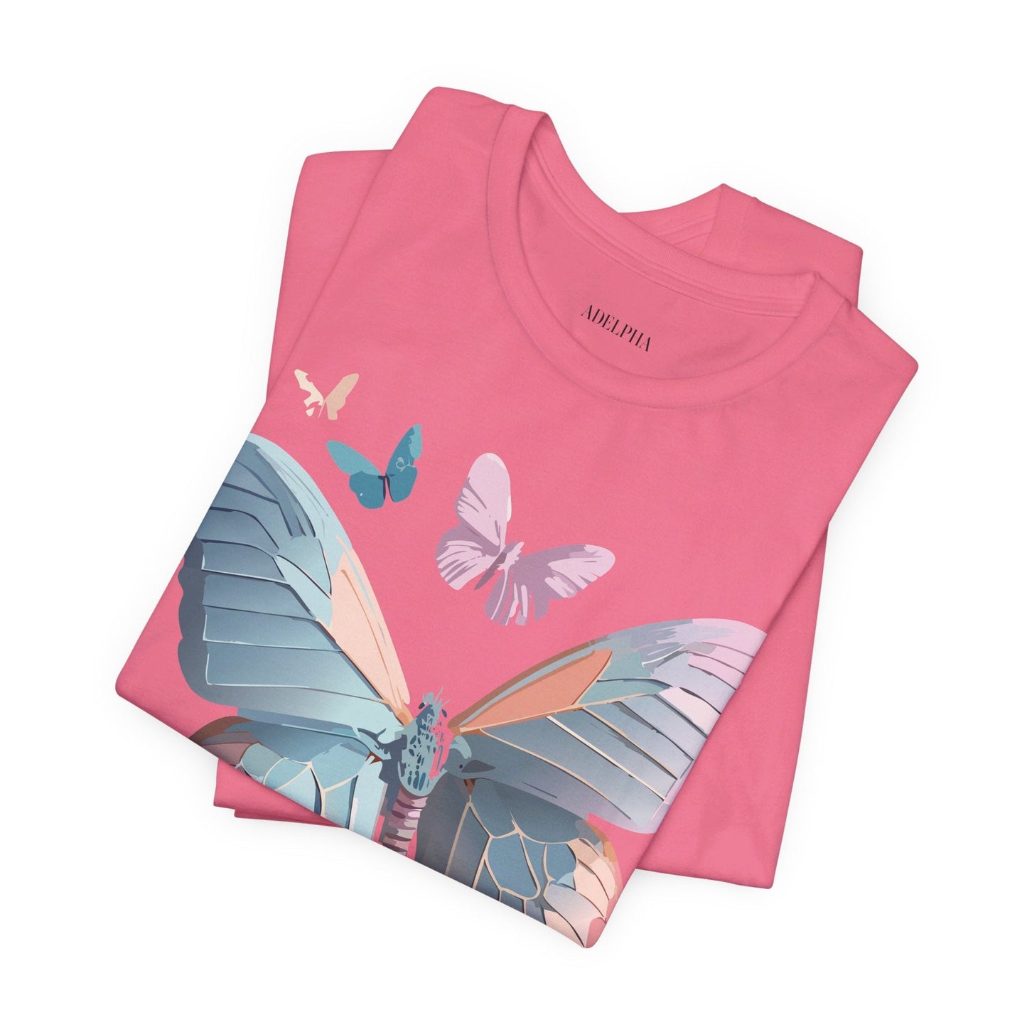Butterfly Graphic Short Sleeve Tee Unisex Vintage Art Shirt By Adelpha