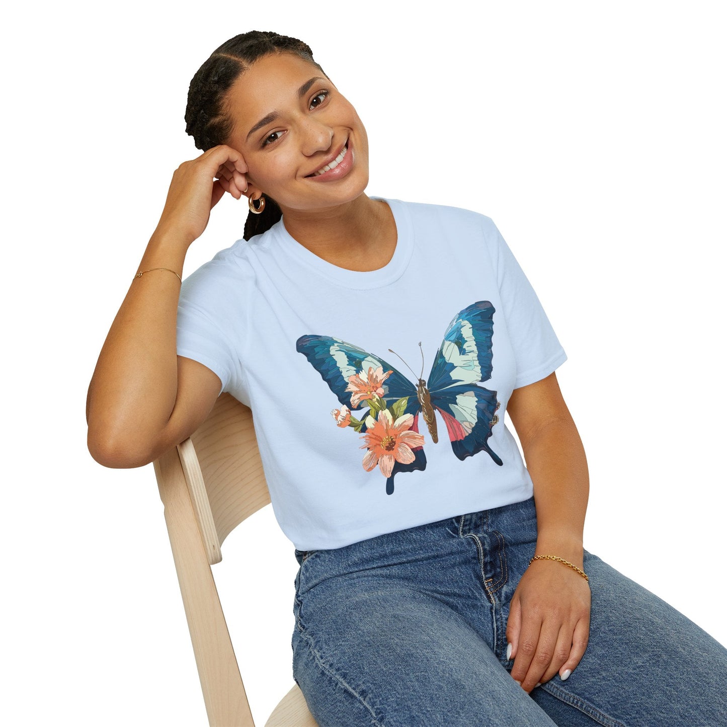 Butterfly Themed Unisex T Shirt Monarch Design Softstyle 64000 100 Cotton Tee For Everyday Comfort