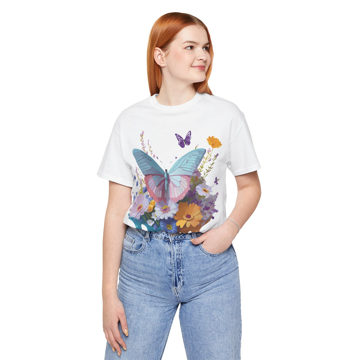 Butterfly Graphic Unisex Cotton Bella+Canvas Tee with Art Design n37