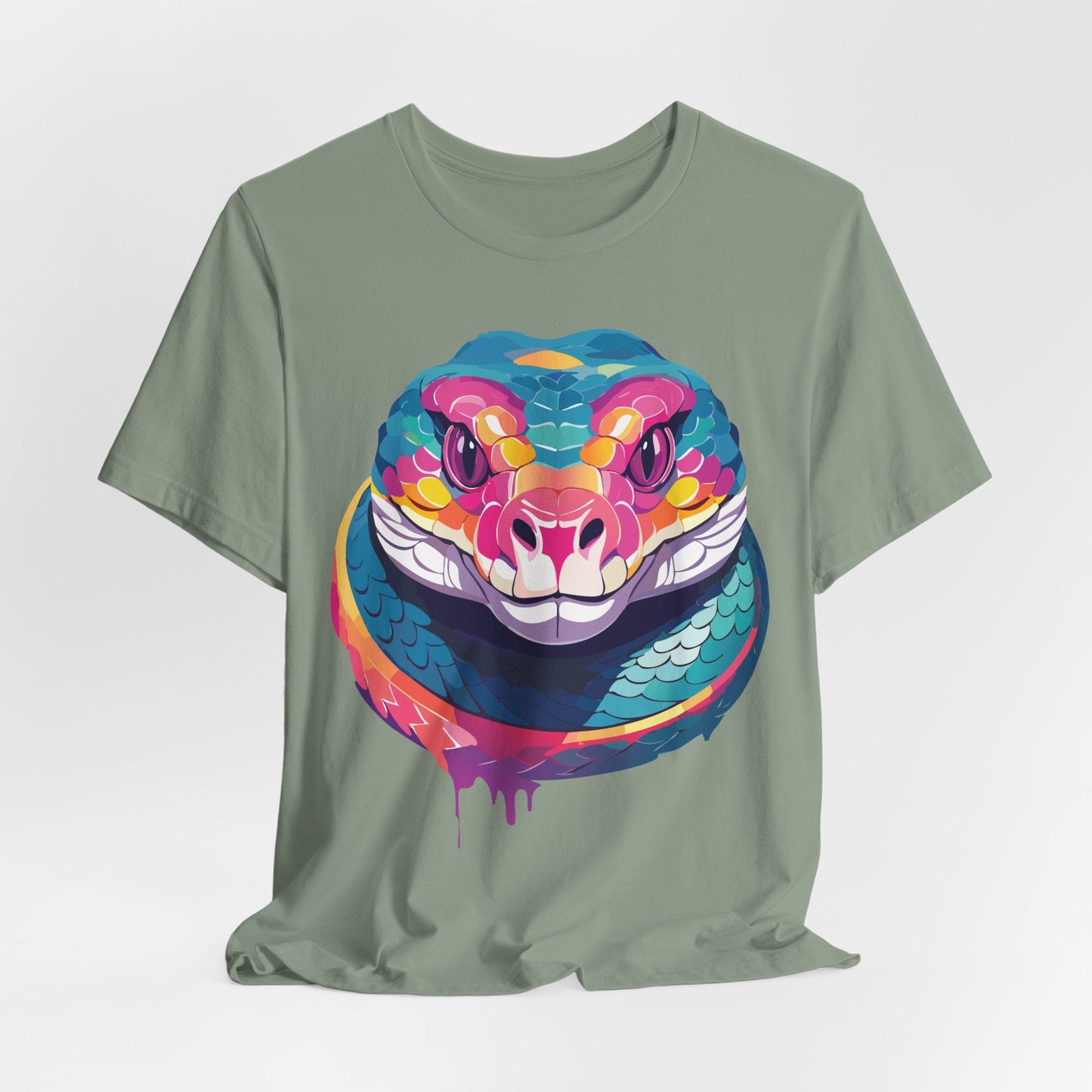 Unisex Animal Tee Shirt With Art Design, Wild Animals Short Sleeve Graphic Tee For Everyday Wear