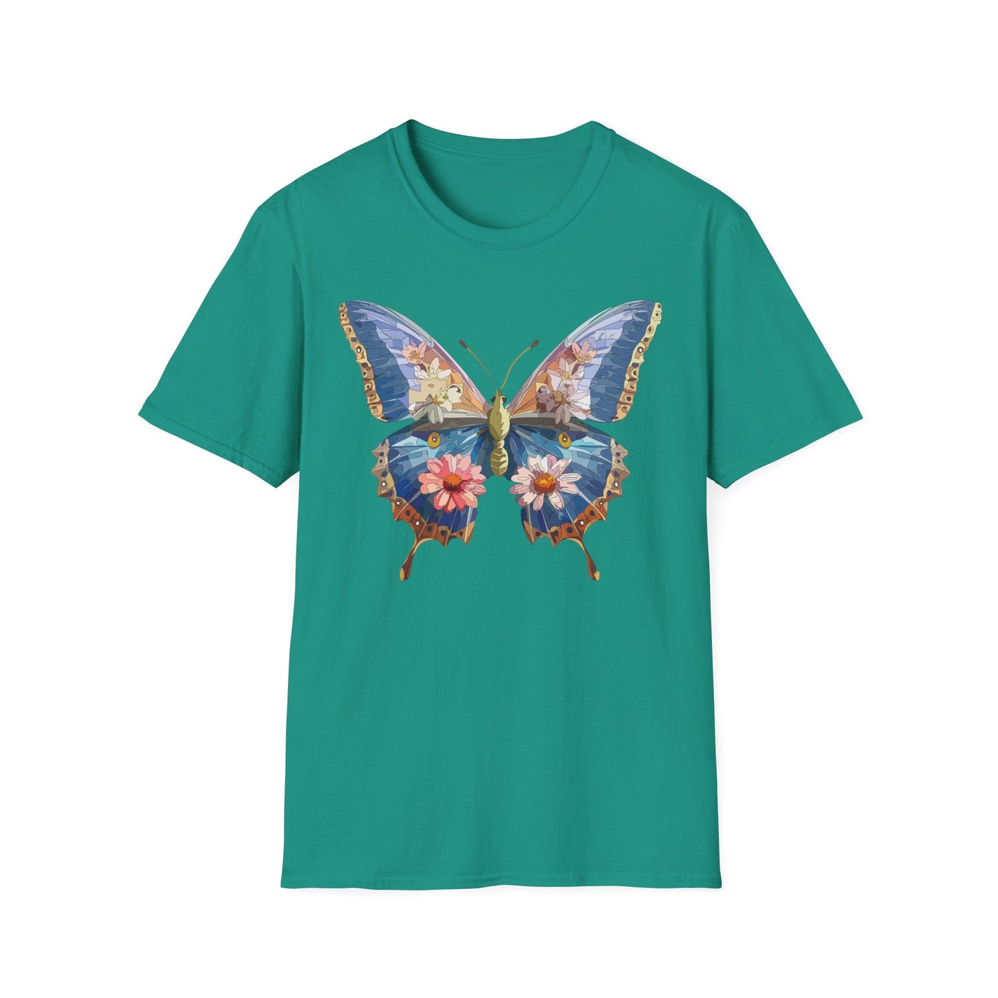 Butterfly T Shirt Unisex Softstyle 64000 Gildan Monarch Design 100 Percent Ring Spun Cotton Tee