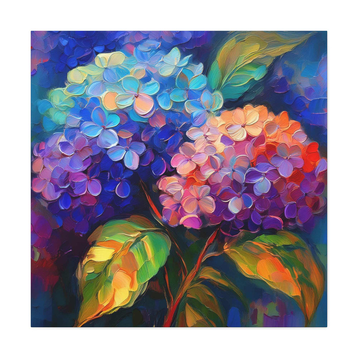 Hydrangeas Print Canvas, Flowers Oil Paint Print 20x20, 24x24, 30x30, 32x32, 36x36, Floral Art Design Print Non-Frame MC-29