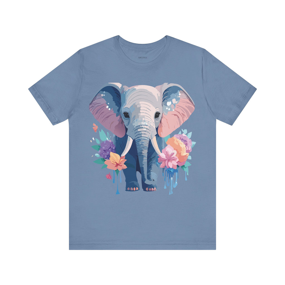 Elephant Graphic Unisex Cotton Bella+Canvas Tee with Art Animal Design e129
