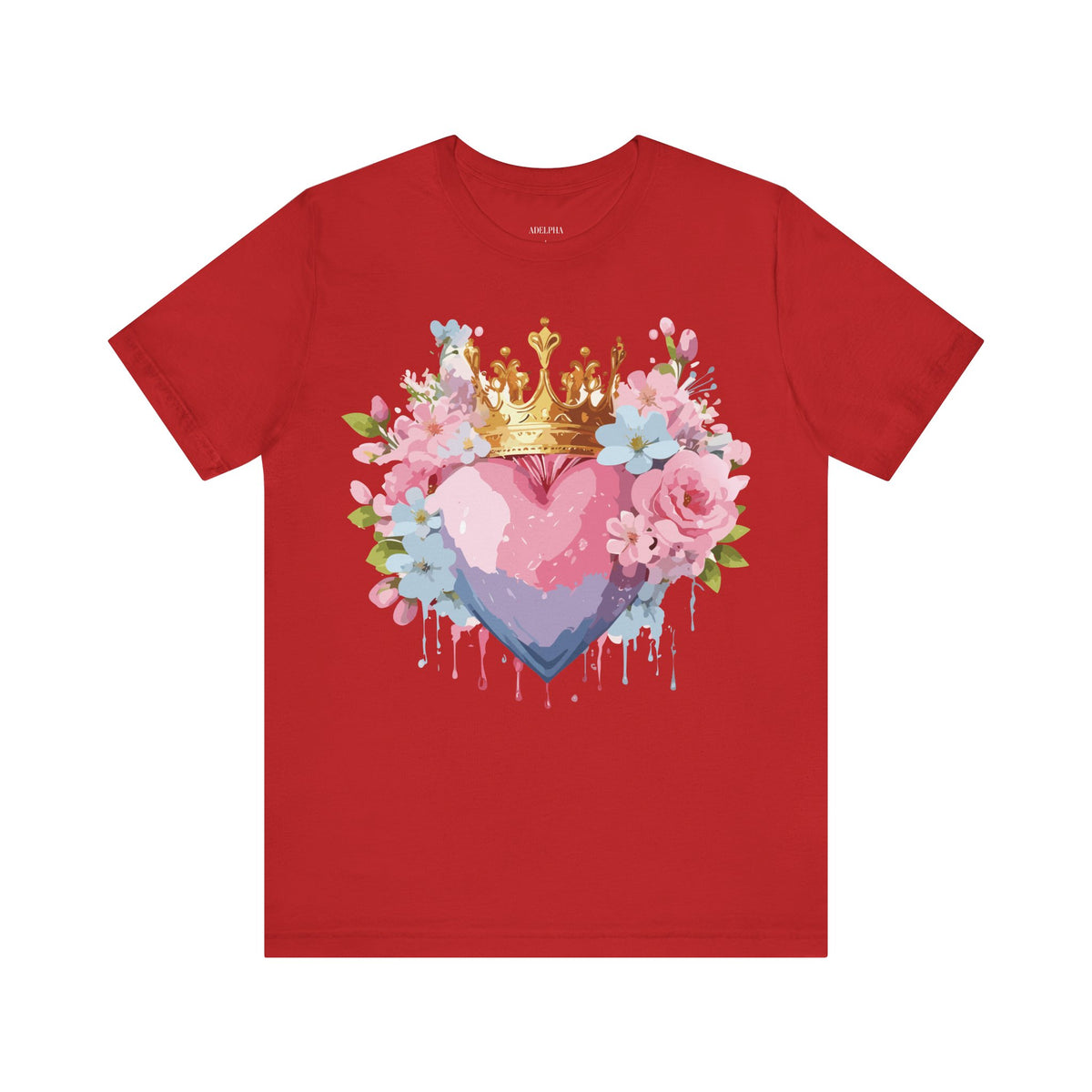 Valentine's Day Graphic Unisex Cotton Bella+Canvas Tee with Floral Art Design d108