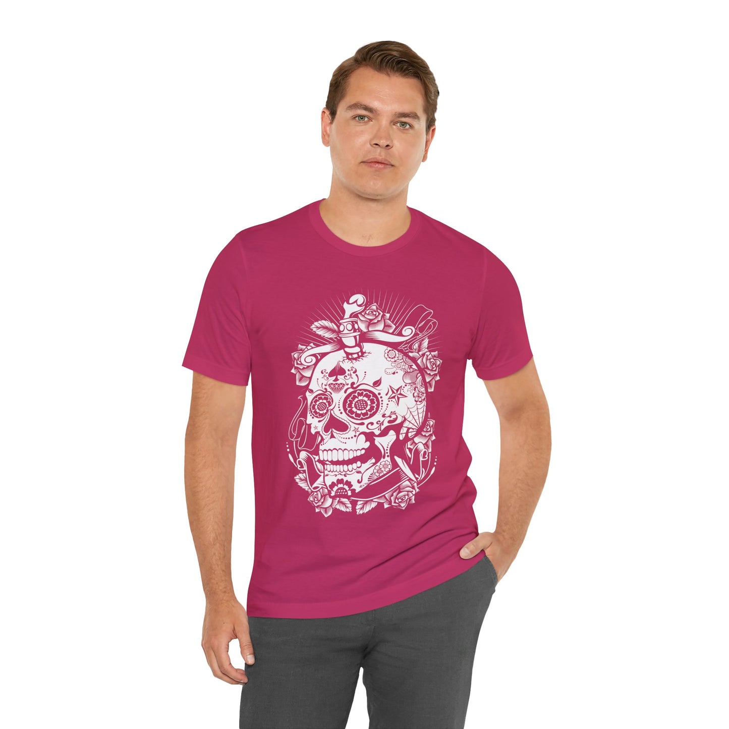 Unisex Cotton Tee Shirt with Skull