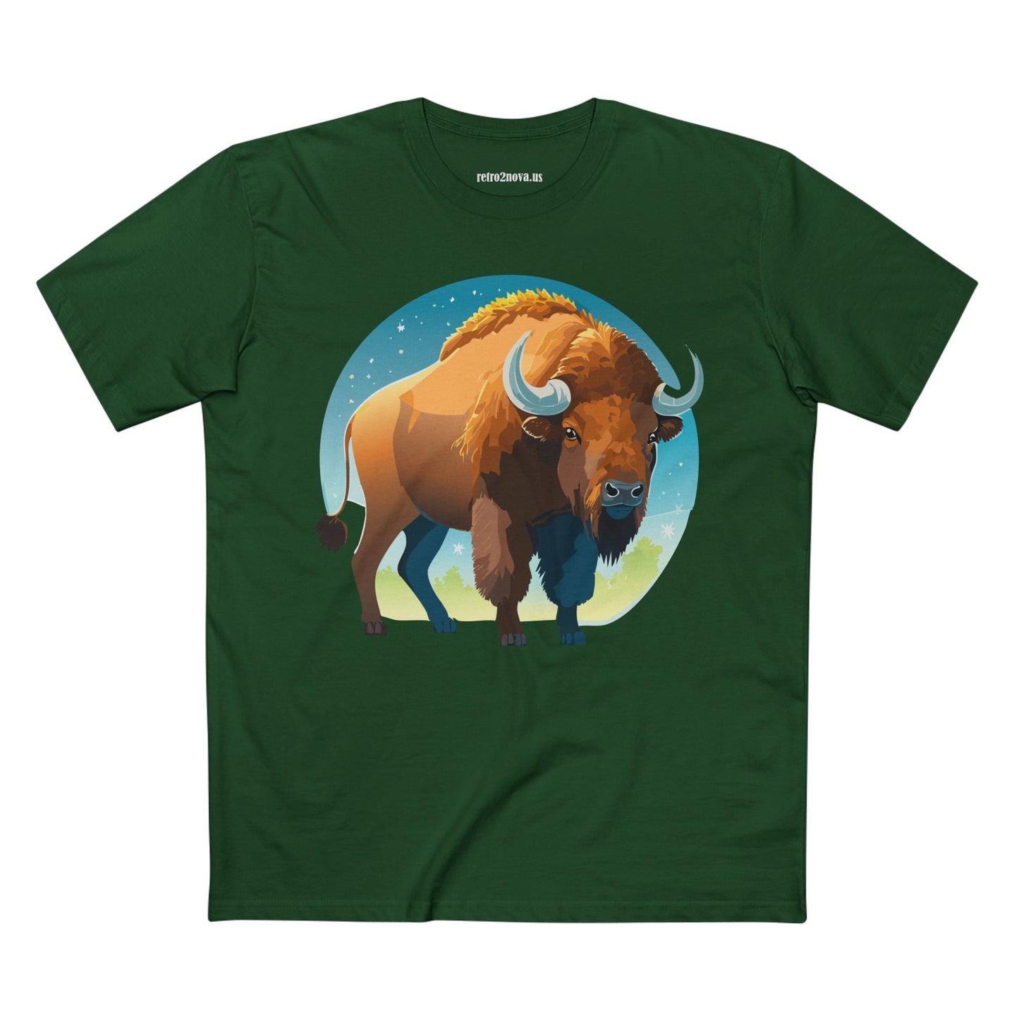 Unisex Premium Cotton Tee With Original Bison Art Design From Retro2Nova Art Collection Soft Breathable Everyday Comfort