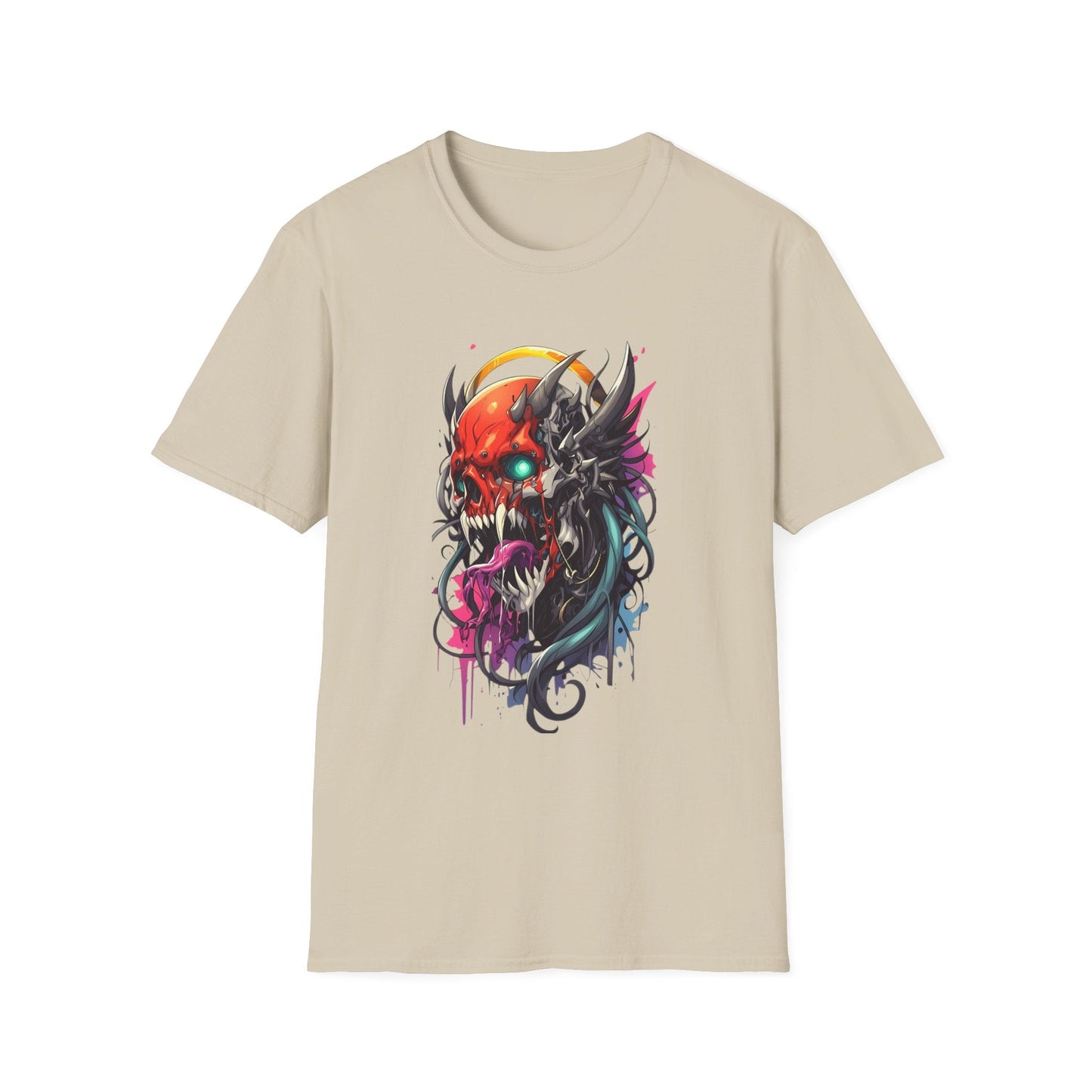 Skull Tee Shirt Unisex Skeleton Art Design Gildan Softstyle 64000 100 Percent Ring Spun Cotton
