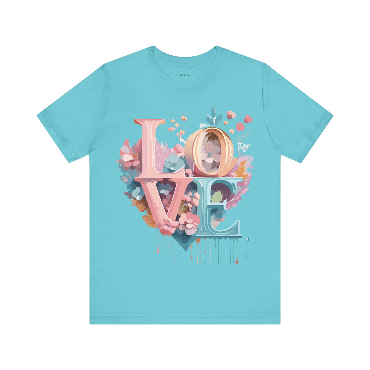 Valentine's Day Graphic Unisex Cotton Bella+Canvas Tee with Floral Art Design d104