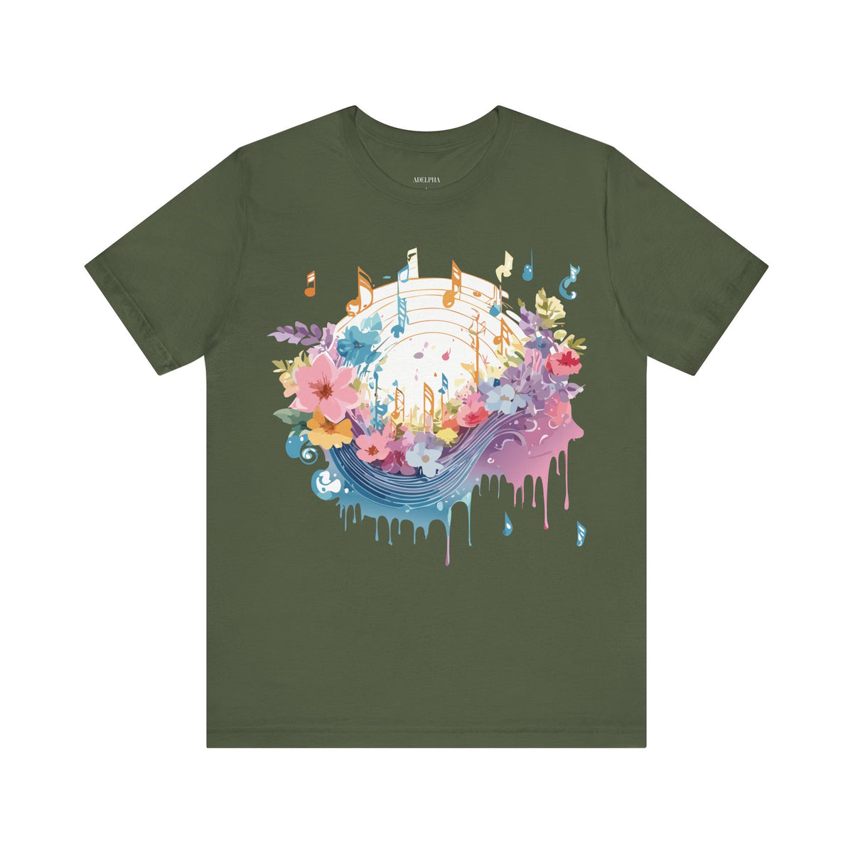 Music Graphic Unisex Cotton Bella+Canvas Tee with Art Design m85