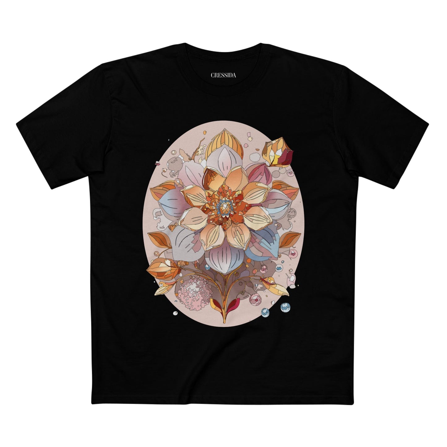 Floral Graphic T-Shirt Unisex 100 Cotton Art Design with Antique Flowers Tee 24