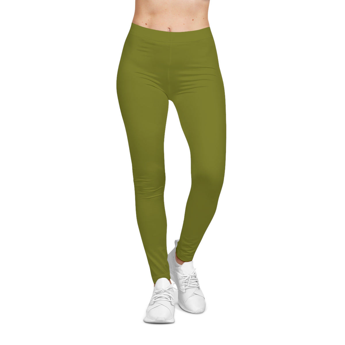 Olive Color Women's Poly-Span Casual Leggings XS-2XL
