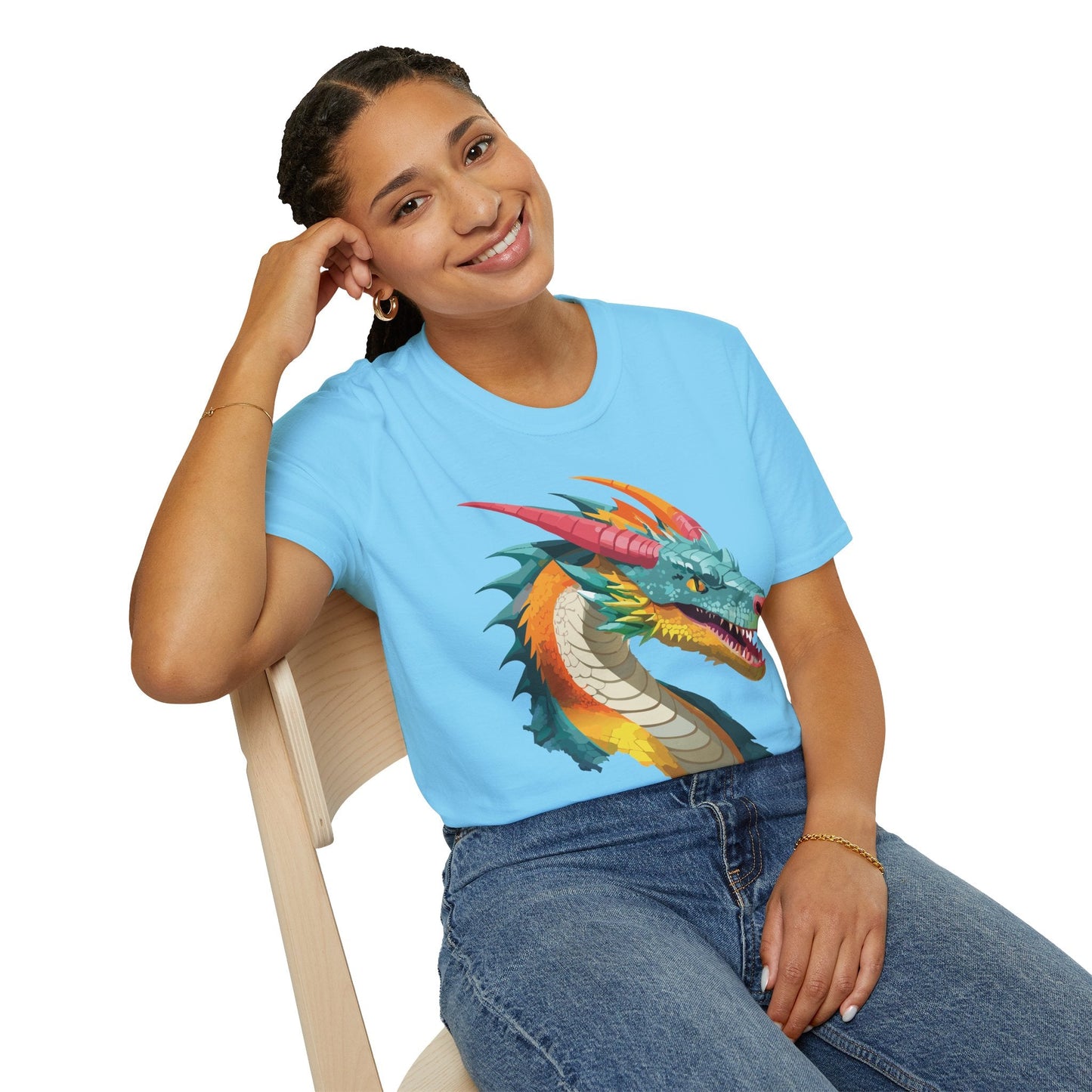 Dragon T Shirt Unisex Softstyle Art Design Tee With Animals Theme Gildan 64000 Premium Quality