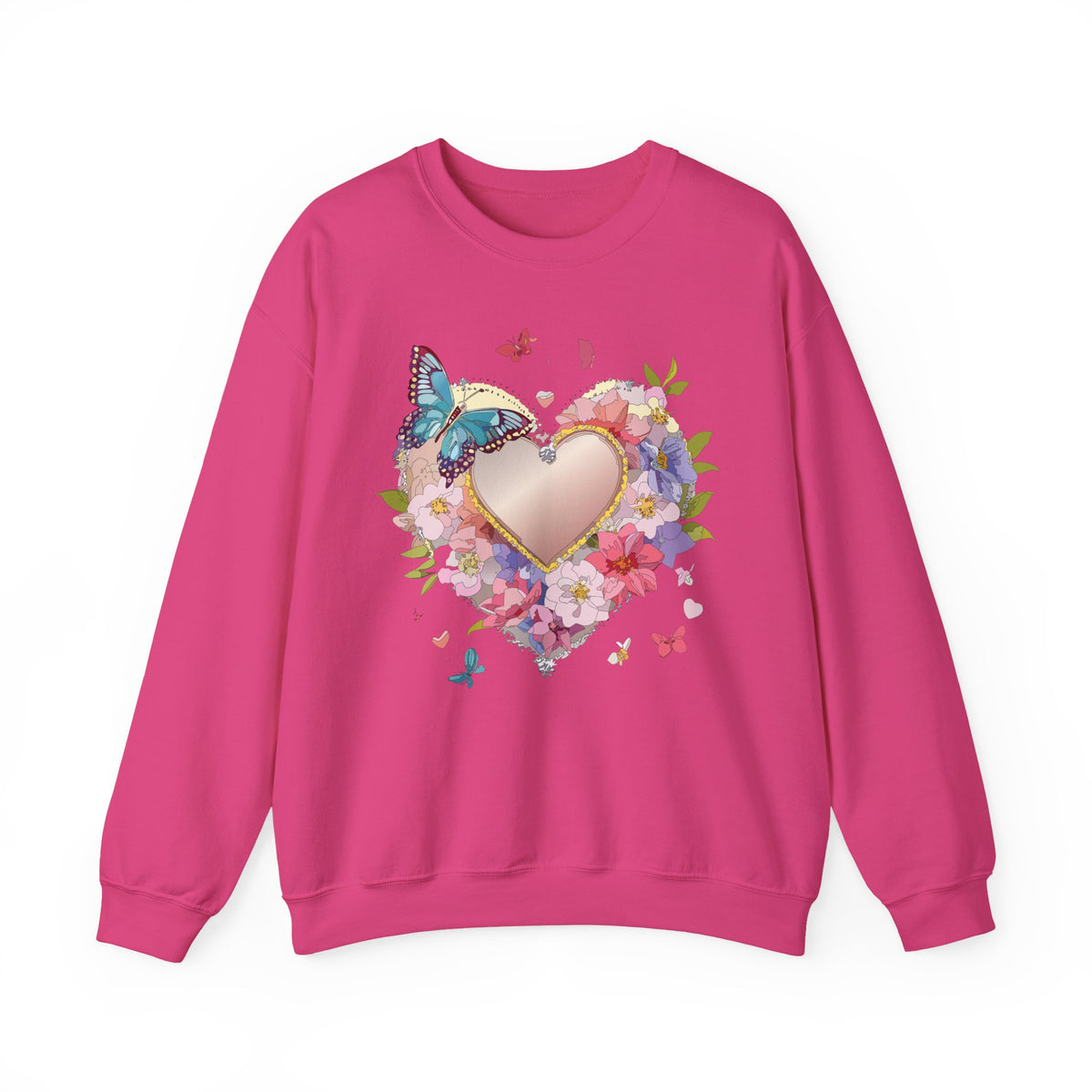 Floral Heart Love Graphic Valentine's Day Sweatshirt Unisex 50/50 Cotton-Poly Sweatshirt w37