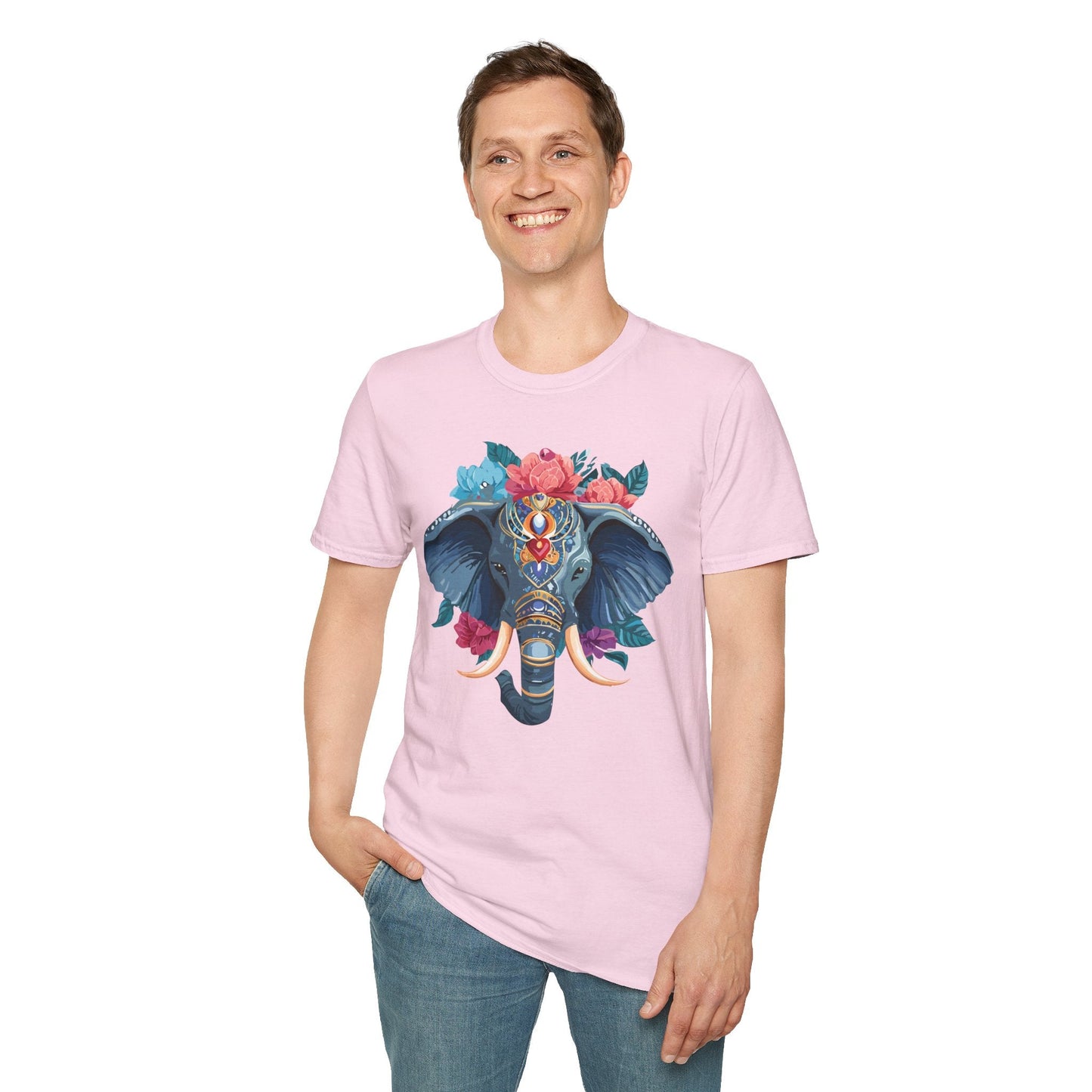 Elephant T Shirt Unisex Softstyle Tee Gildan 64000 100 Percent Ring Spun Cotton Fabric
