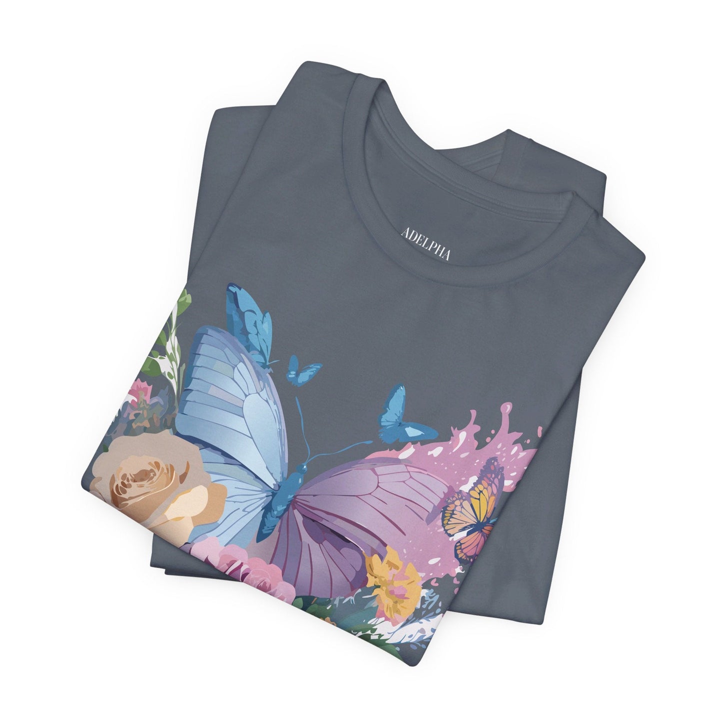 Butterfly Graphic Unisex 100 Cotton Lightweight Vintage Floral Design Jersey Tee 33
