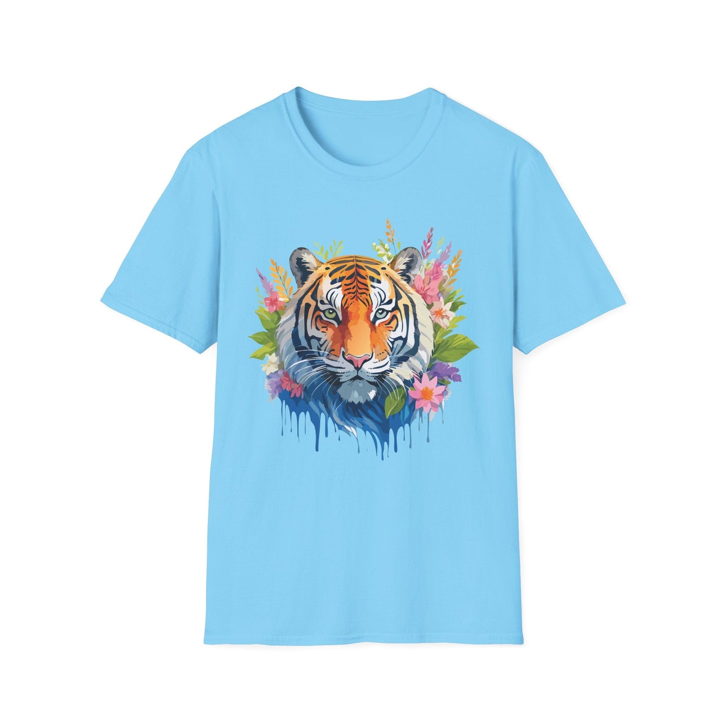 Tiger Print Unisex Gildan Softstyle Tee 64000 100 Percent Ring Spun Cotton