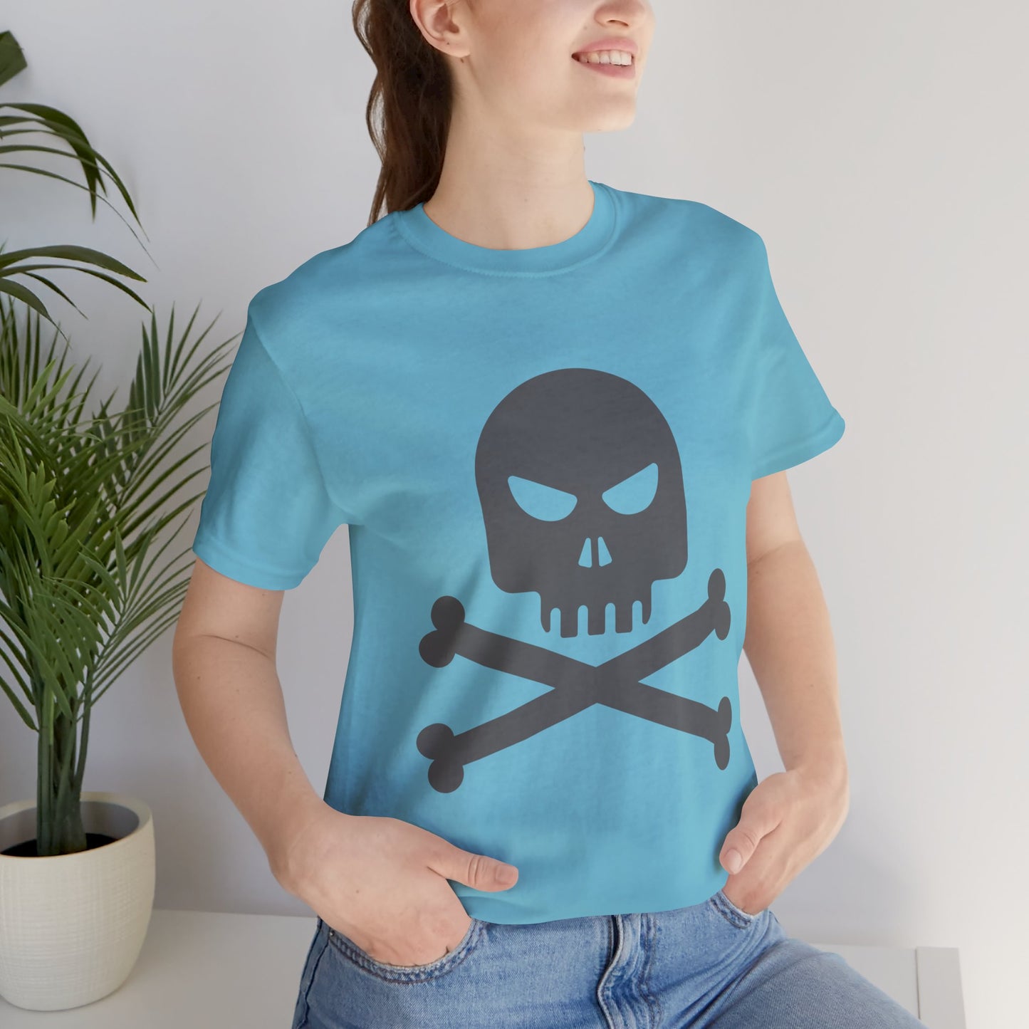 Unisex-T-Shirt aus Baumwolle mit Totenkopf