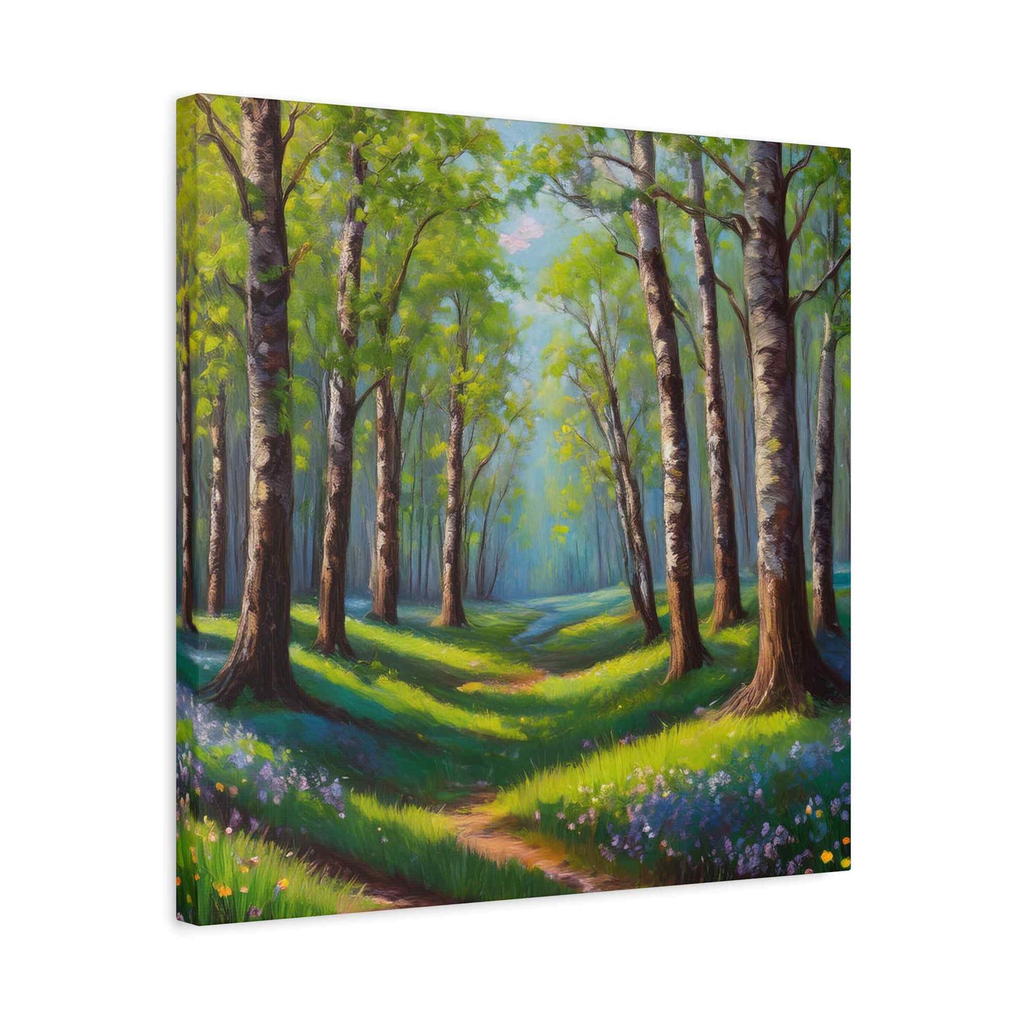 Spring Forest Print Canvas, Oil Paint Print 20x20, 24x24, 30x30, 32x32, 36x36 Art Design Print Pine-Wood Inner Frame MC-94