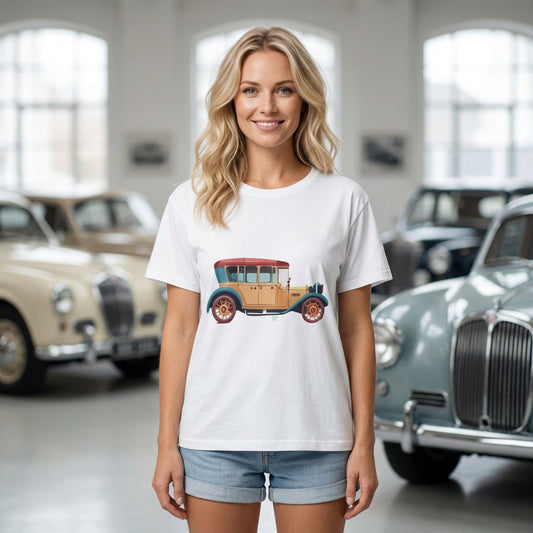 Retro Car Vintage Graphic Tee Staple Unisex 100 Cotton Tee Shirt - RC-5
